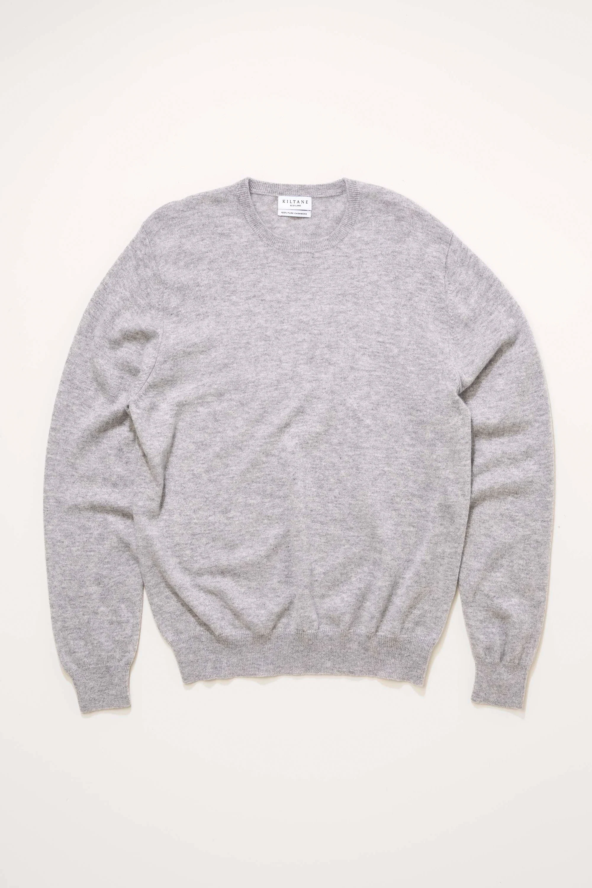 Men's Cashmere Crew Neck Jumper - Light Grey - Image 8