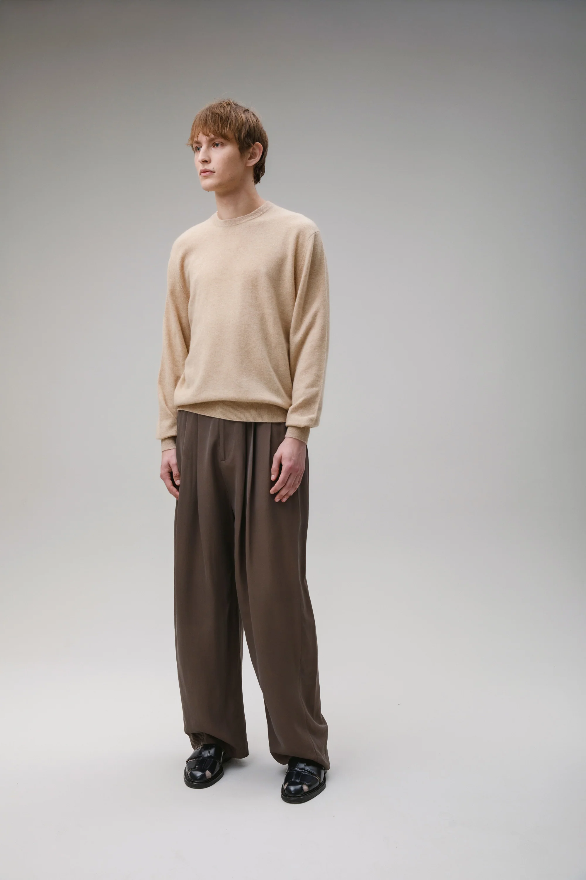 Men's Cashmere Crew Neck Jumper - Vicuna - Image 3