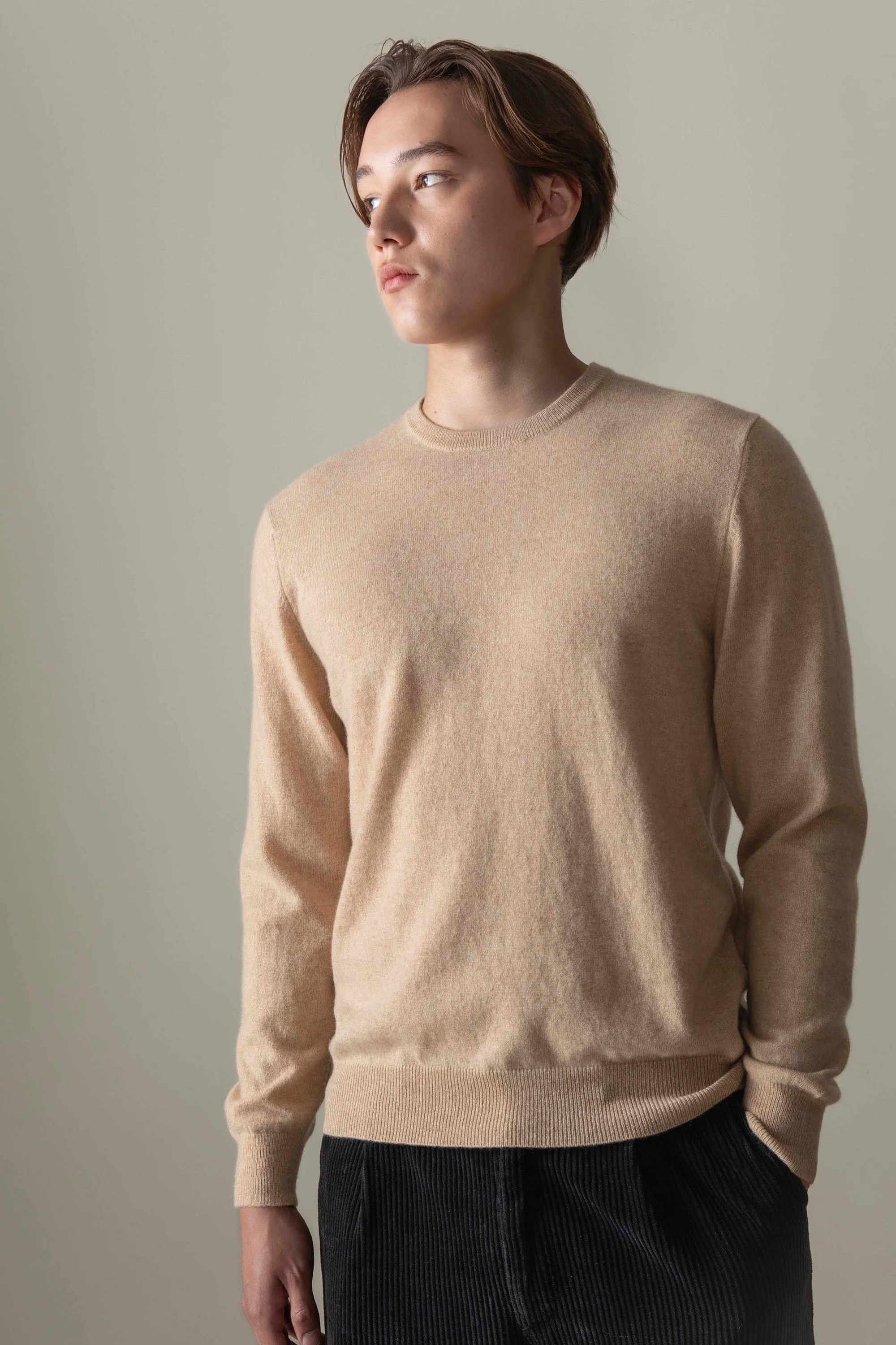 Men's Cashmere Crew Neck Jumper - Vicuna - Image 6