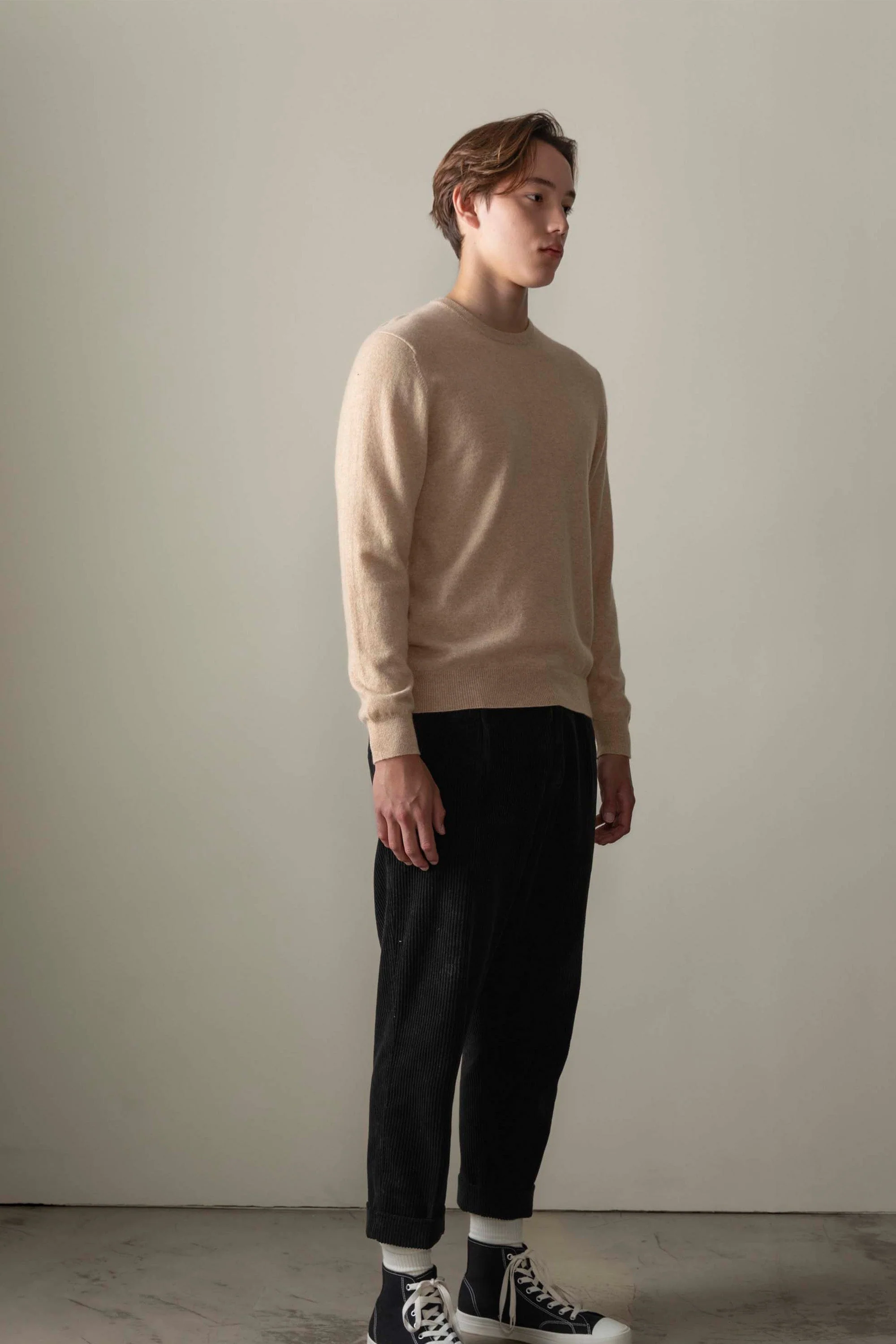 Men's Cashmere Crew Neck Jumper - Vicuna - Image 7