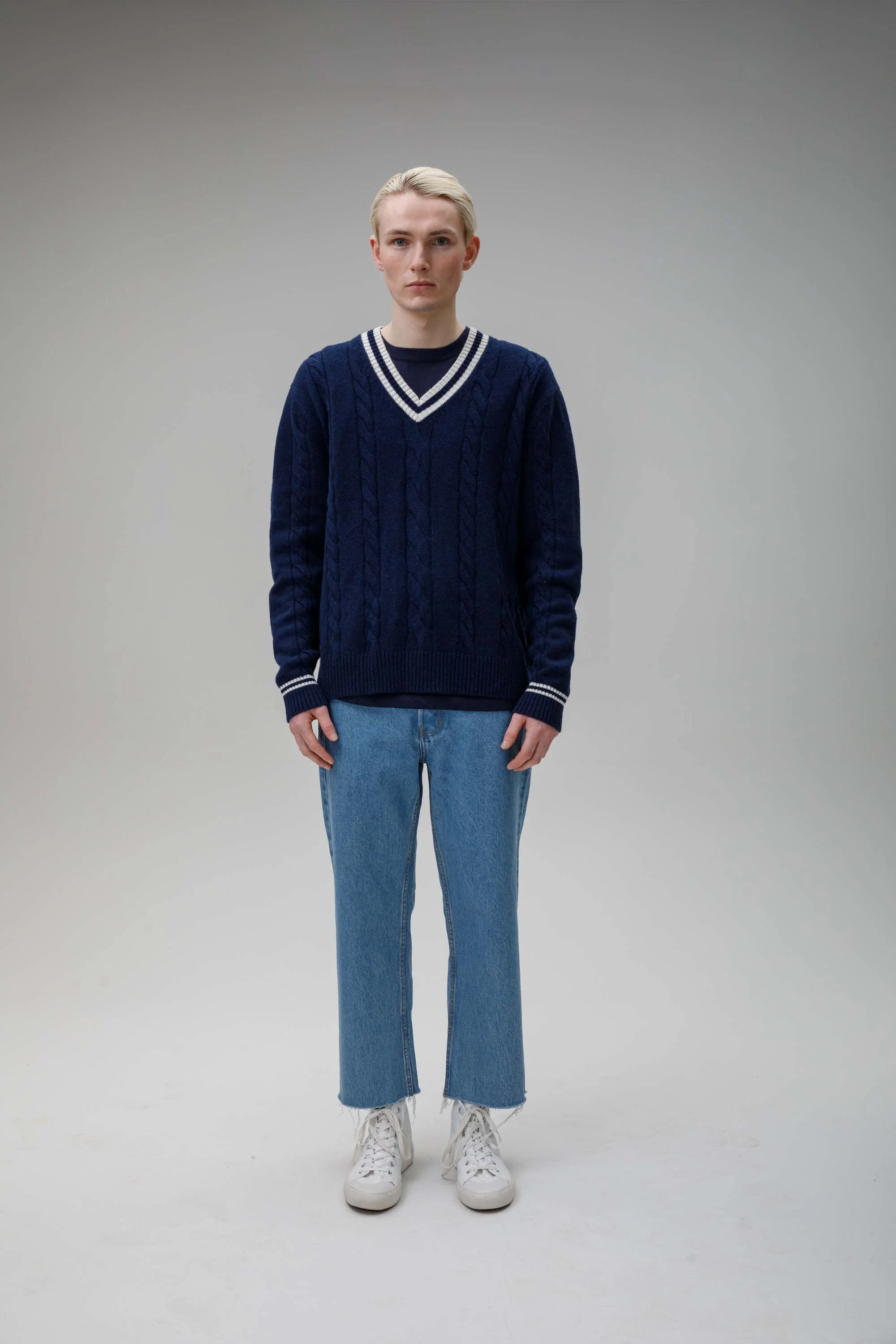 Men's Cashmere Cricket Style Jumper - Cosmos - Image 2