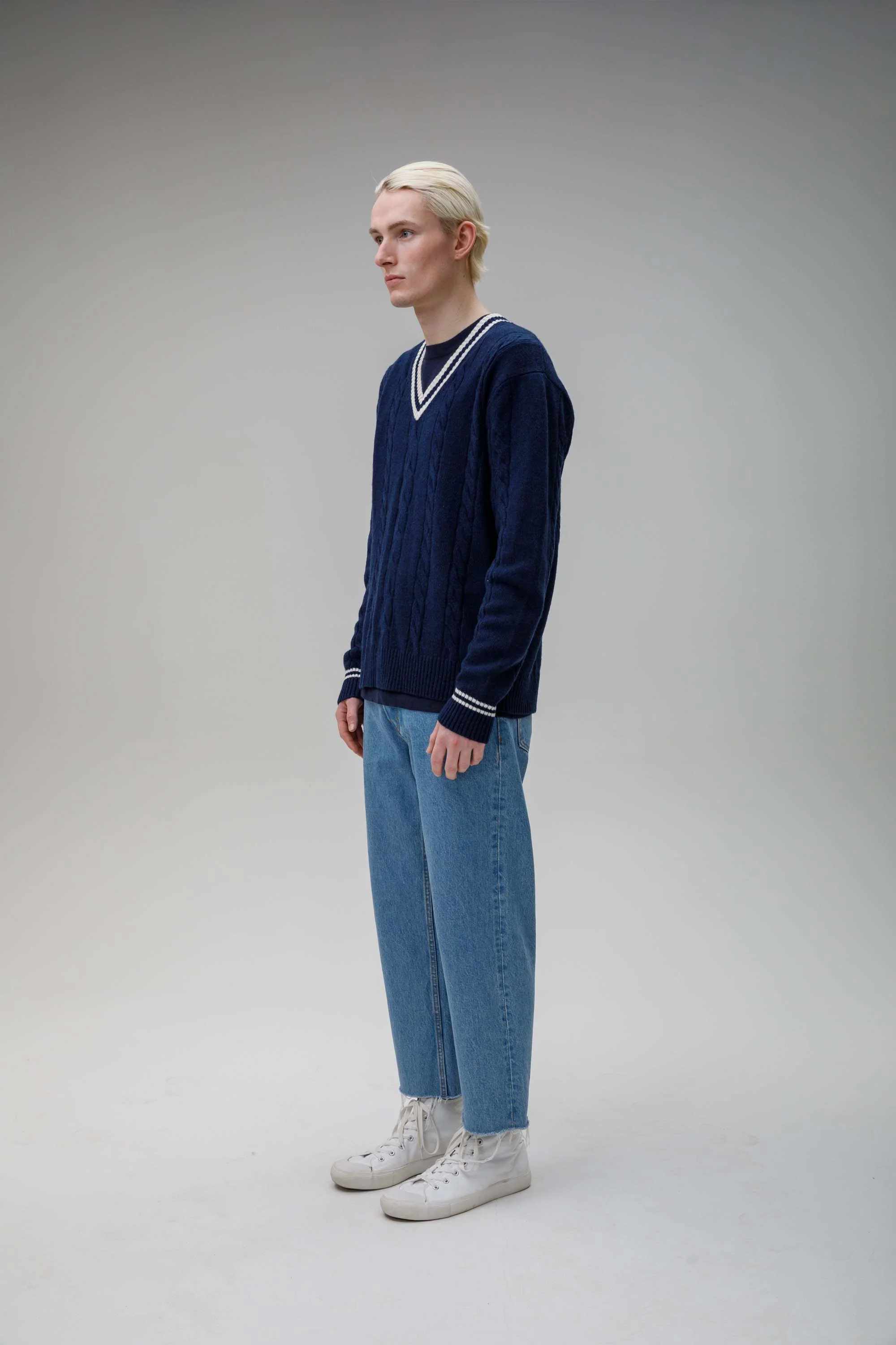 Men's Cashmere Cricket Style Jumper - Cosmos - Image 3