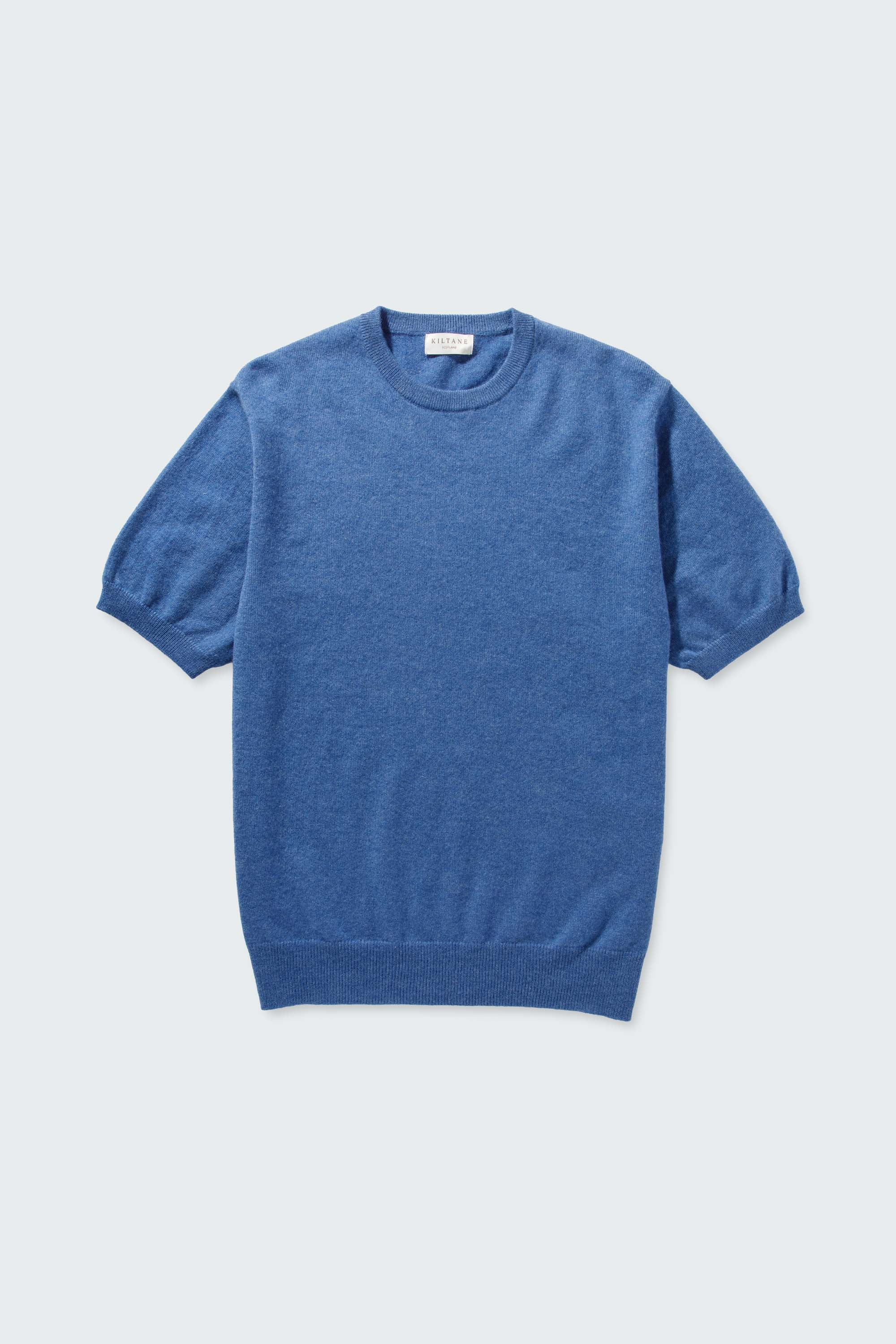 Men's Crew Neck Cashmere T-shirt - Denim - Image 5