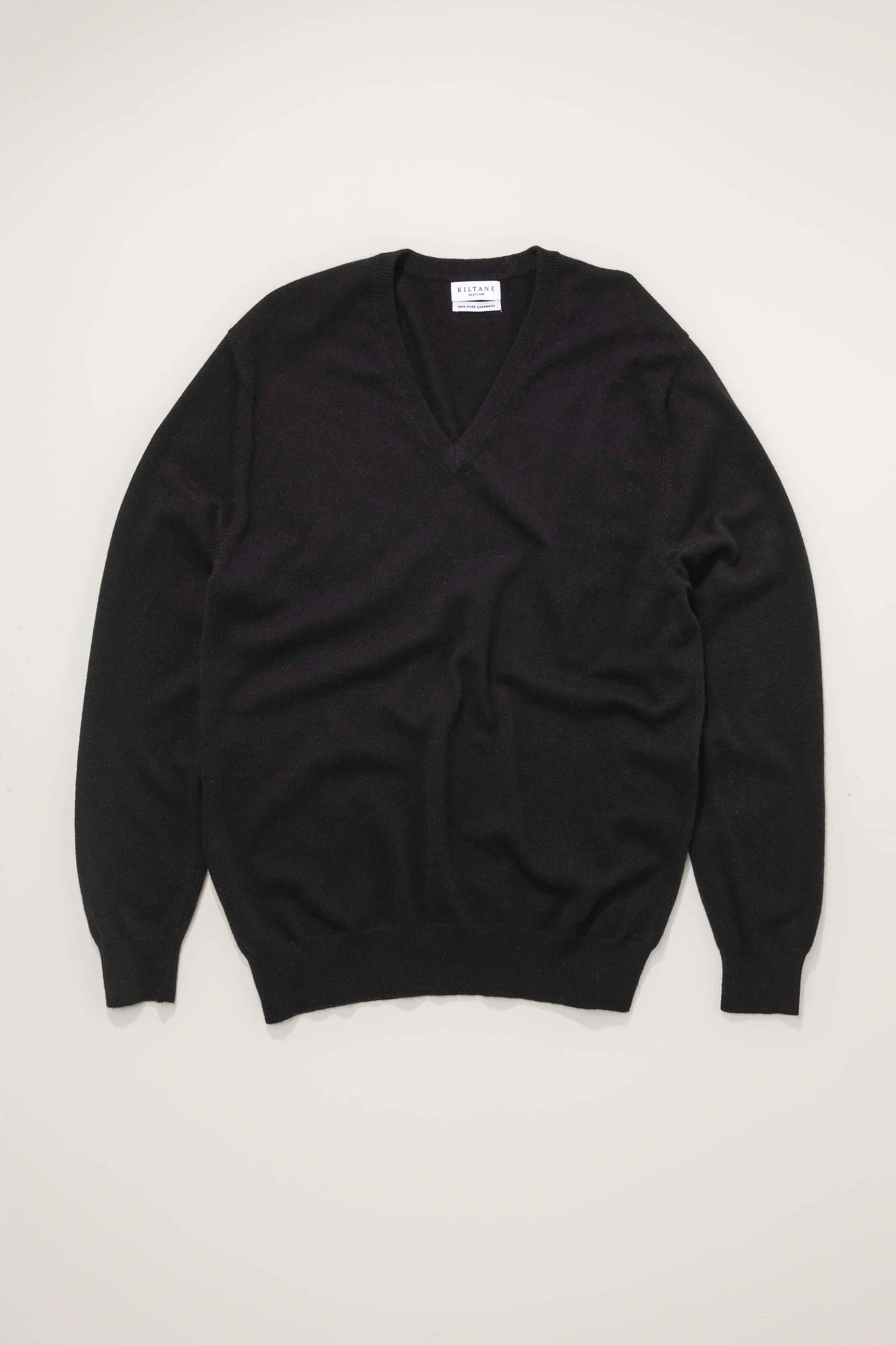 Men's Cashmere V Neck Jumper - Black - Image 3