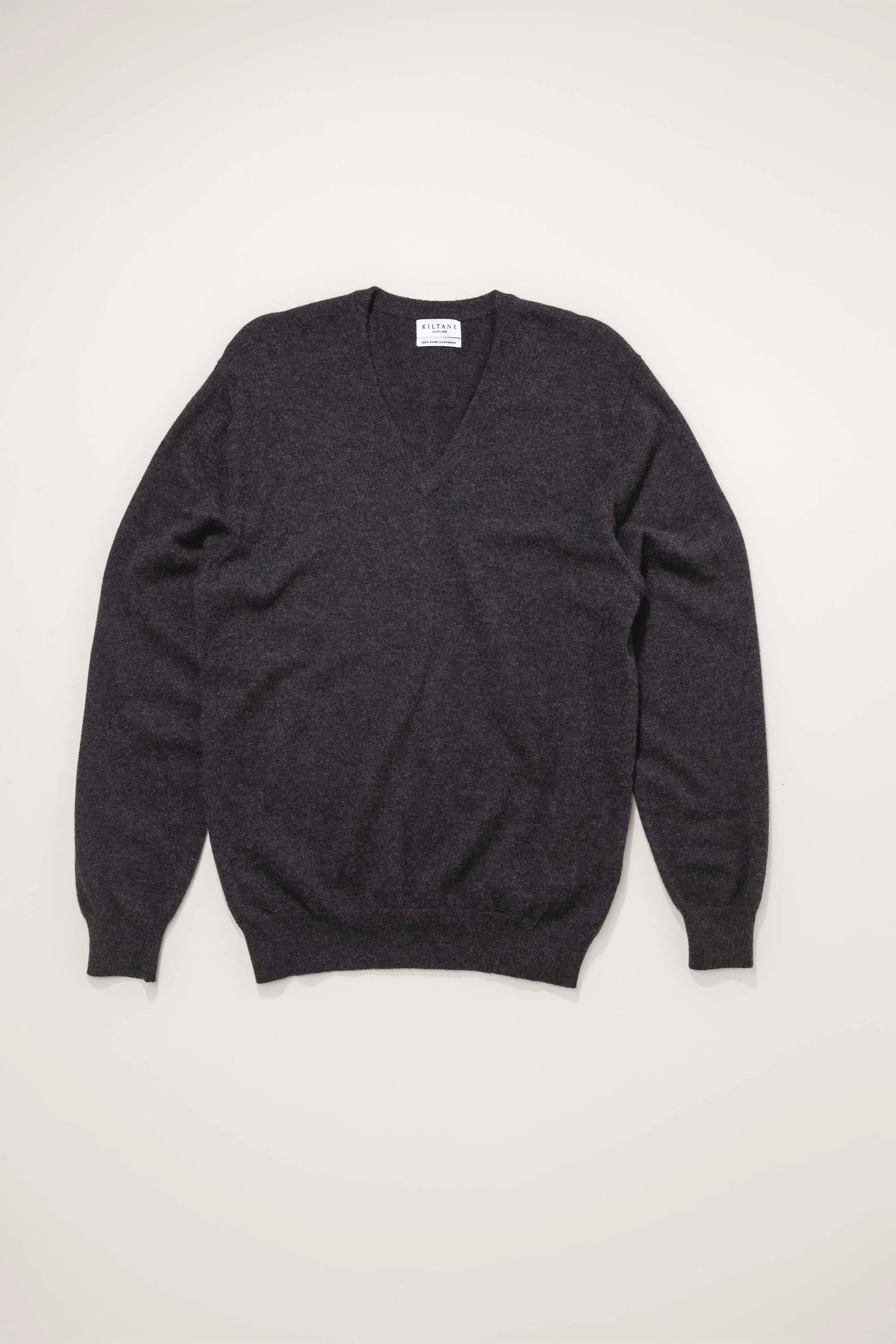 Men's Cashmere V Neck Jumper - Charcoal - Image 3