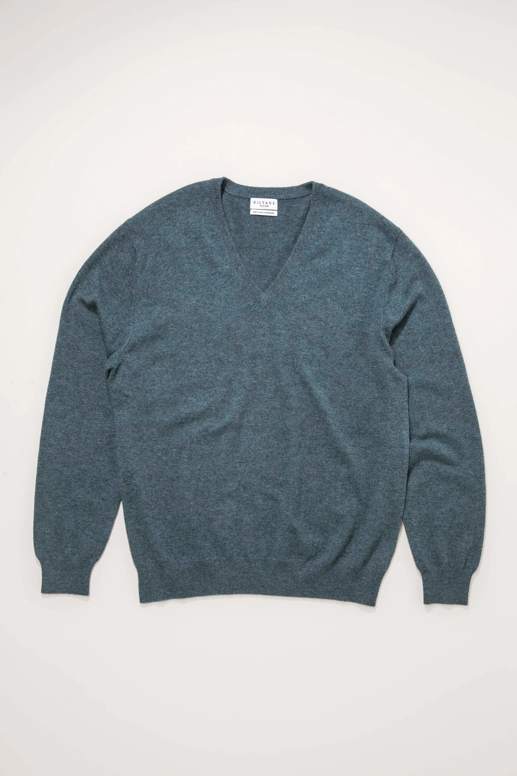 Men's Cashmere V Neck Jumper - Haze Green - Image 3