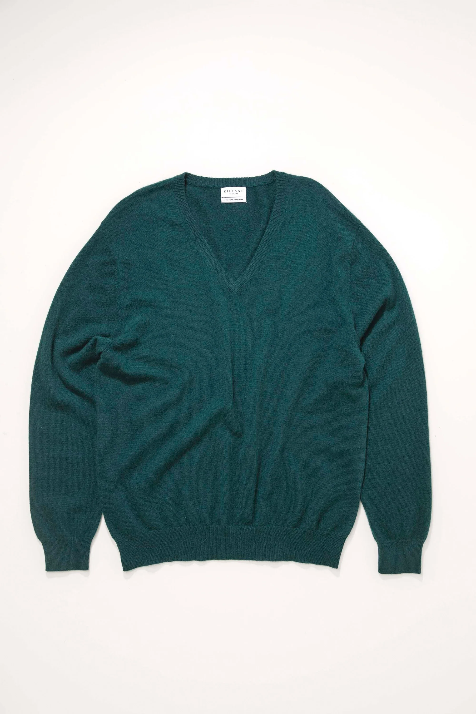 Men's Cashmere V Neck Jumper - Richmond Green - Image 3