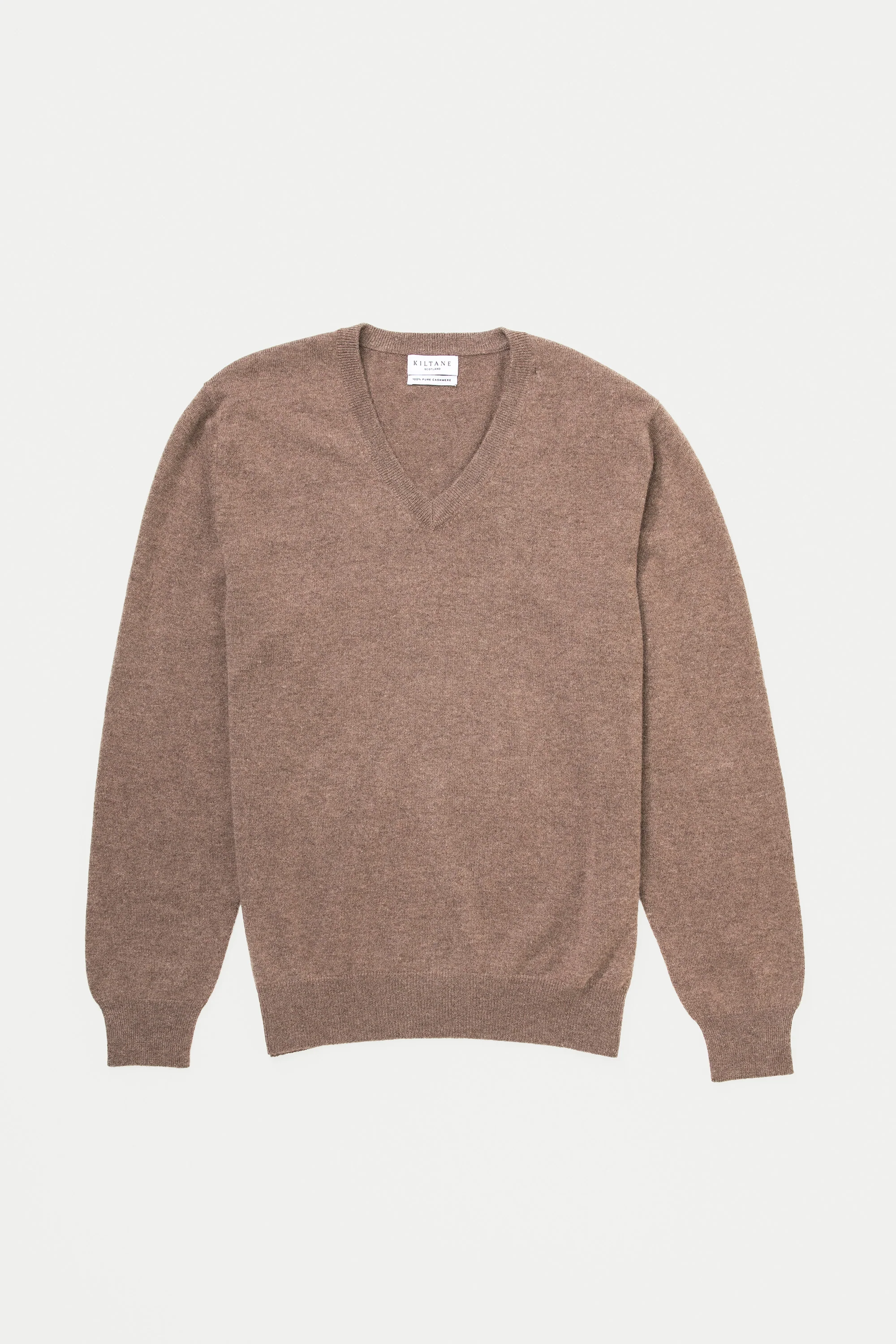 Men's Cashmere V Neck Jumper - Squirrel - Image 7