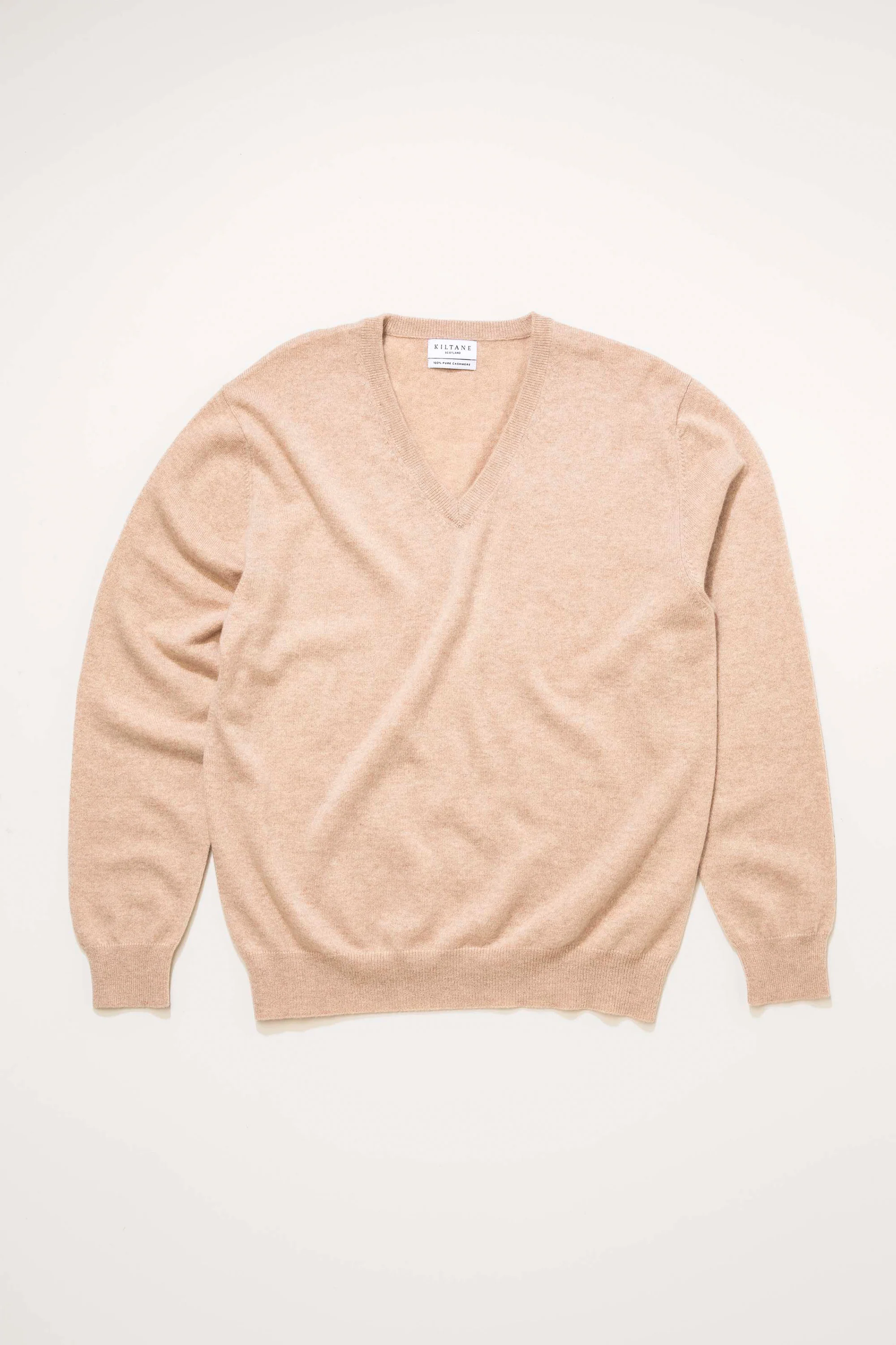Men's Cashmere V Neck Jumper - Vicuna - Image 7