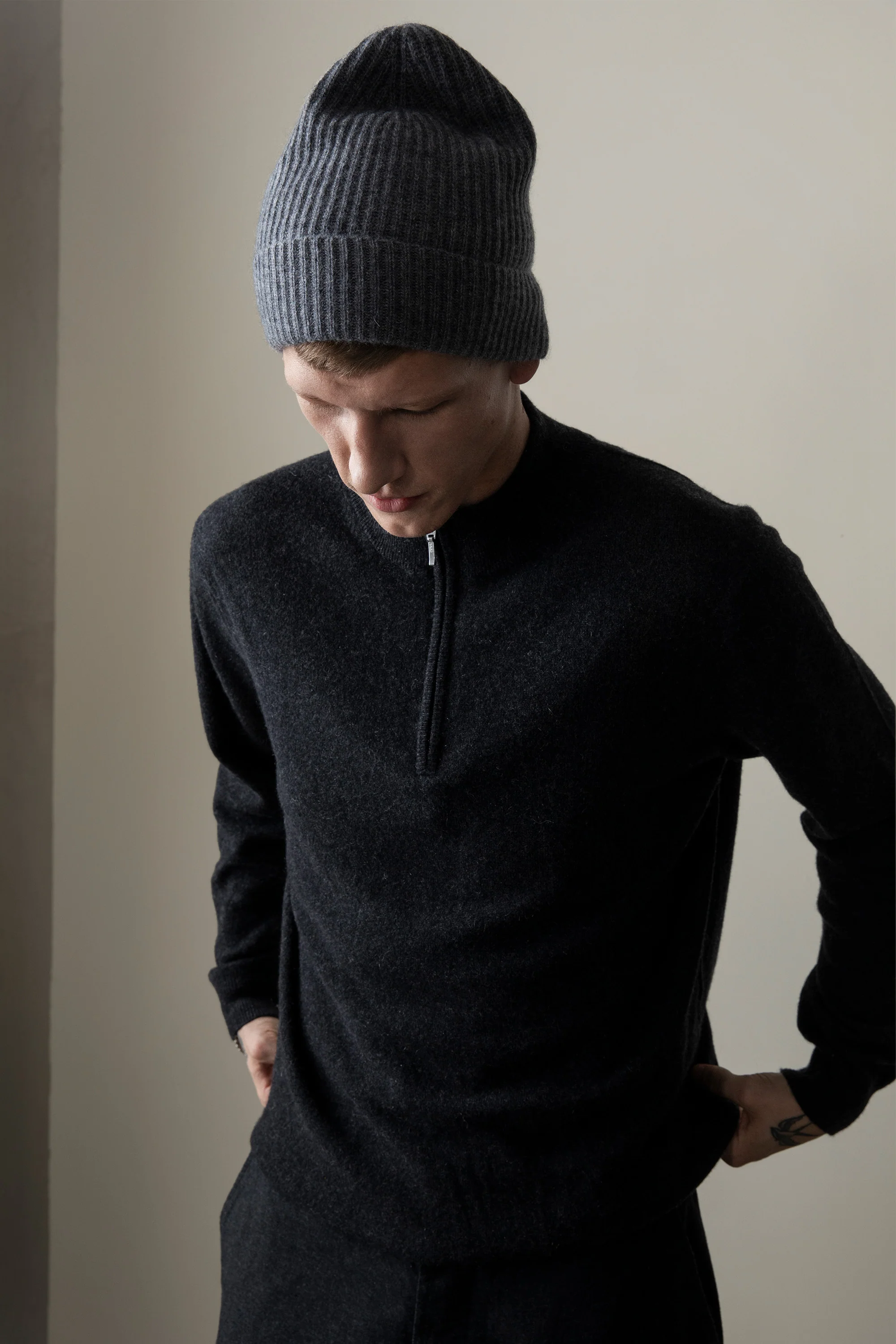 Men's Half Zip Jumper - Charcoal - Image 2