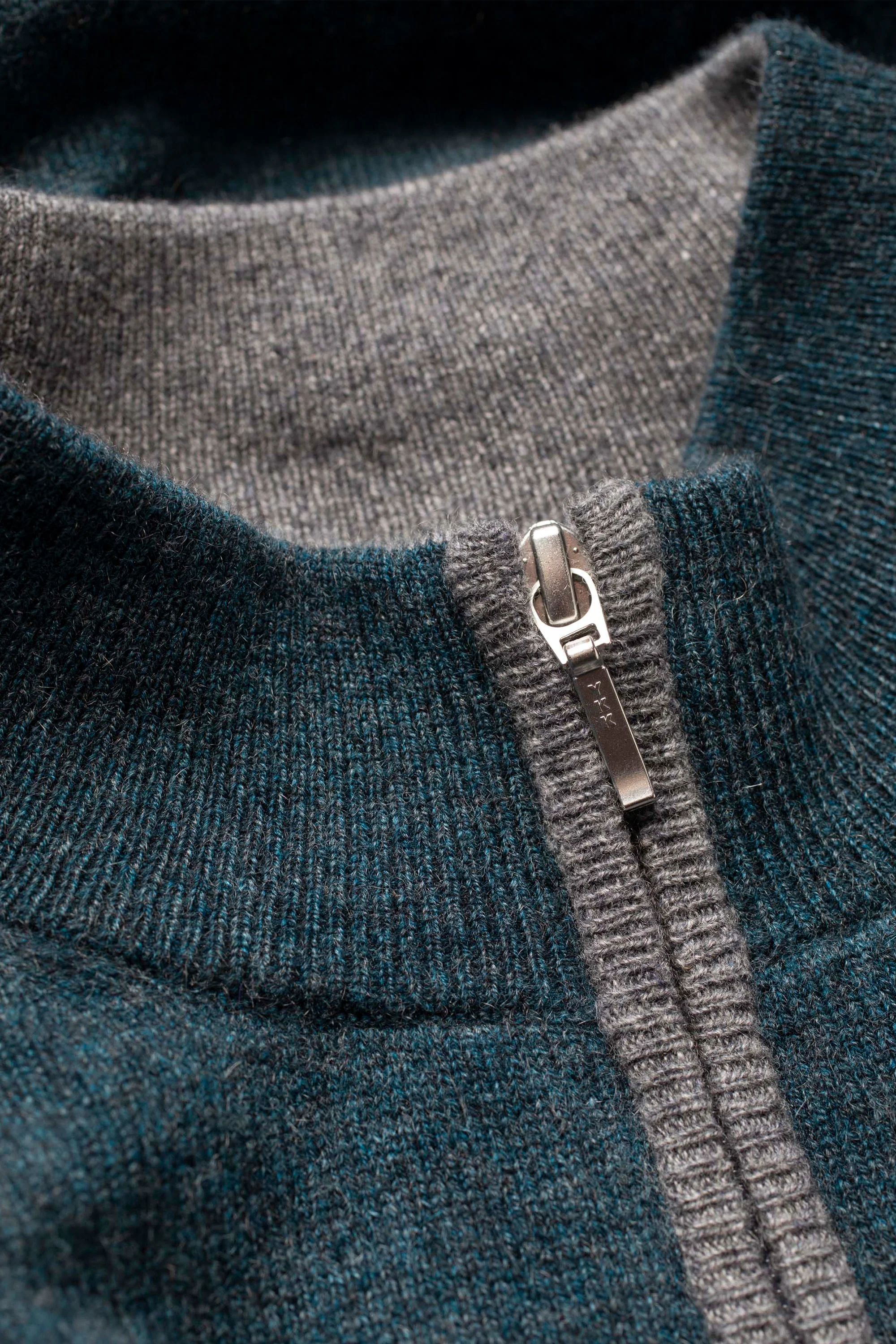 Men's Half Zip Jumper - Green & Grey - Image 3