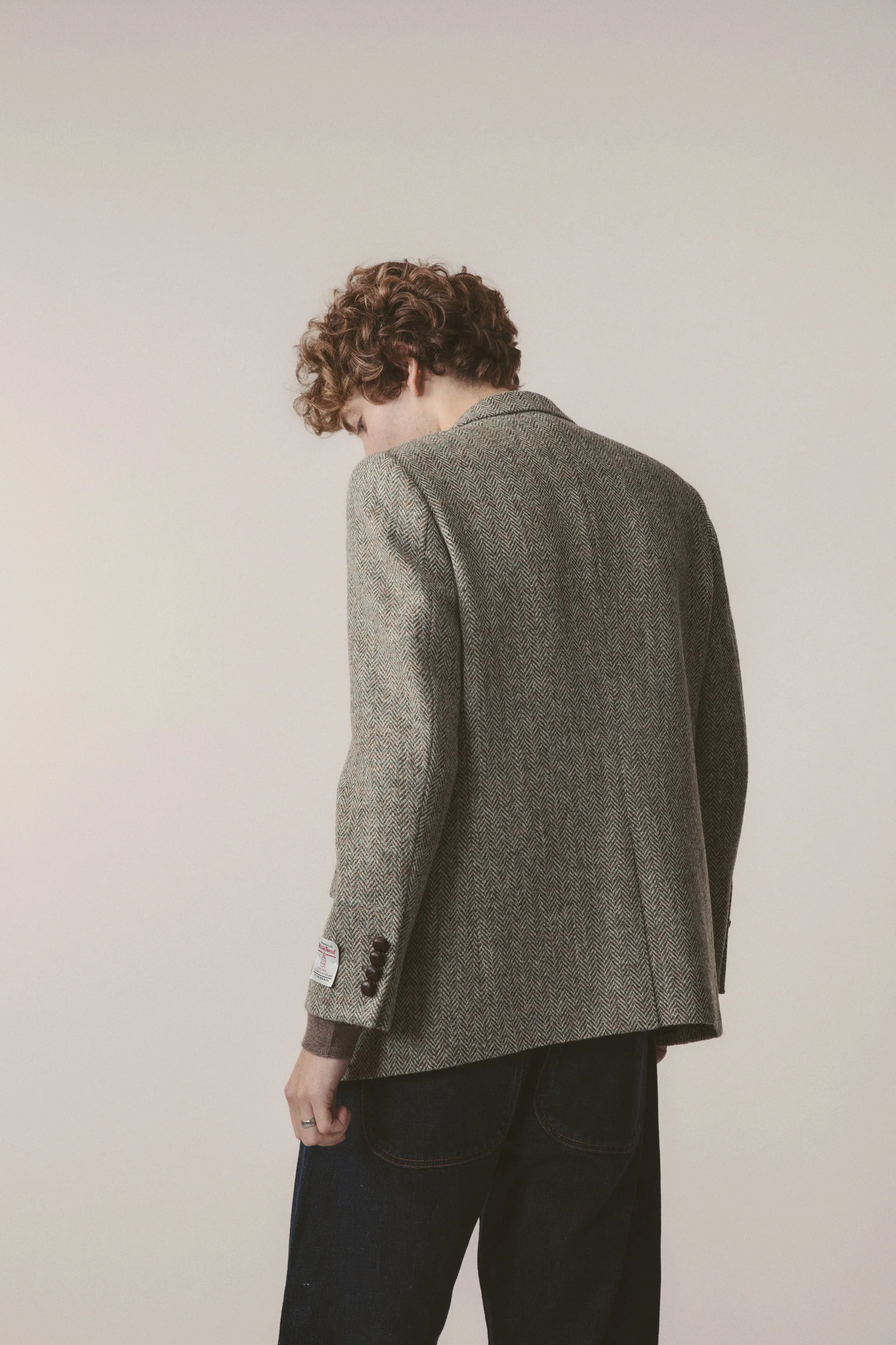 Men's Harris Tweed Finlay Jacket - Green Lovat Herringbone - Image 3