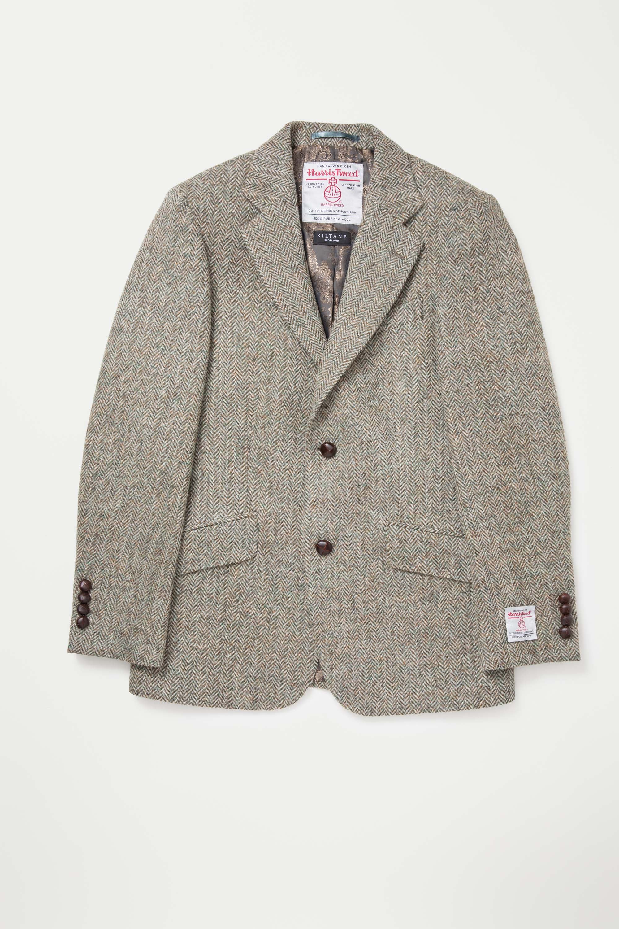 Men's Harris Tweed Finlay Jacket - Green Lovat Herringbone - Image 4