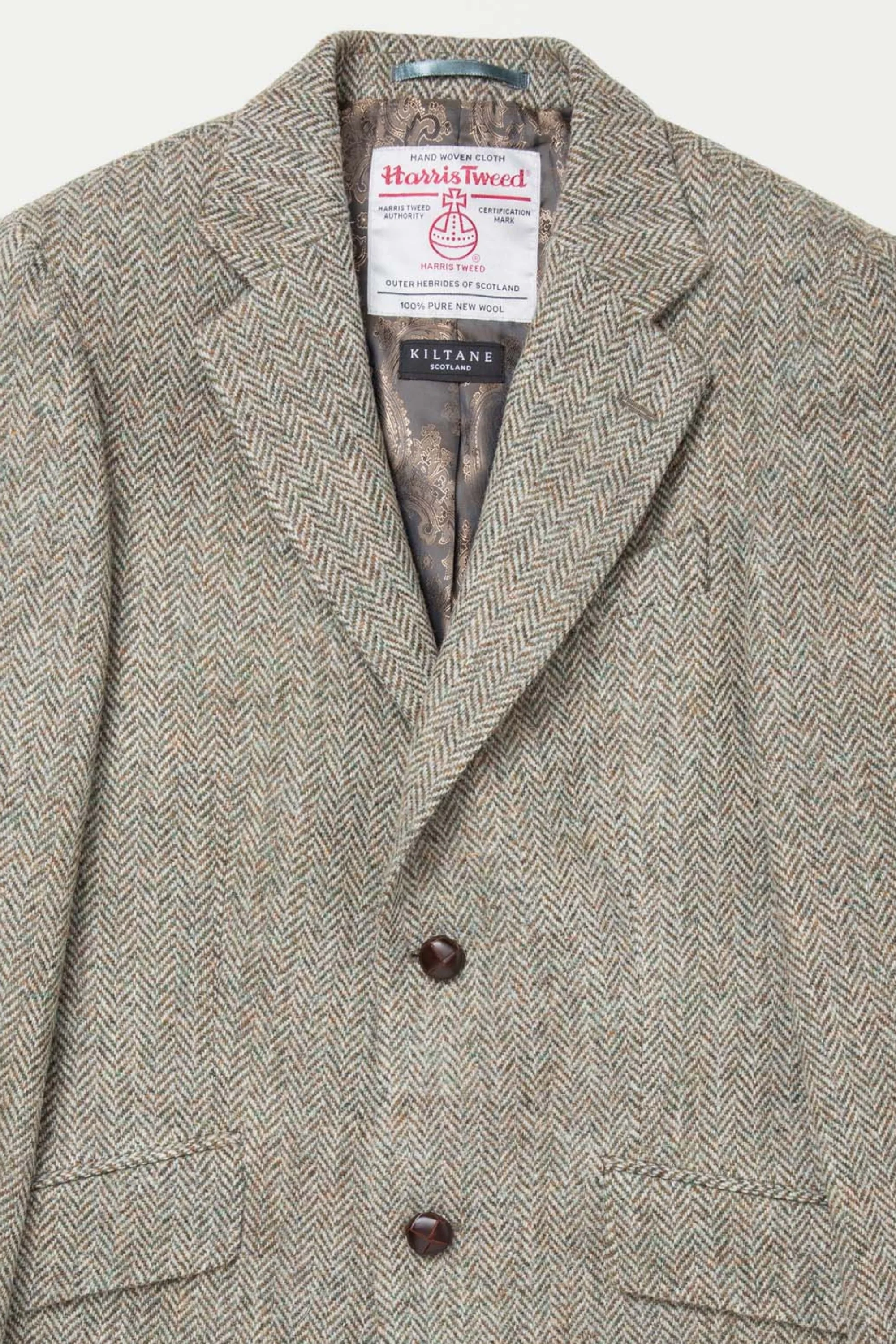 Men's Harris Tweed Finlay Jacket - Green Lovat Herringbone - Image 5
