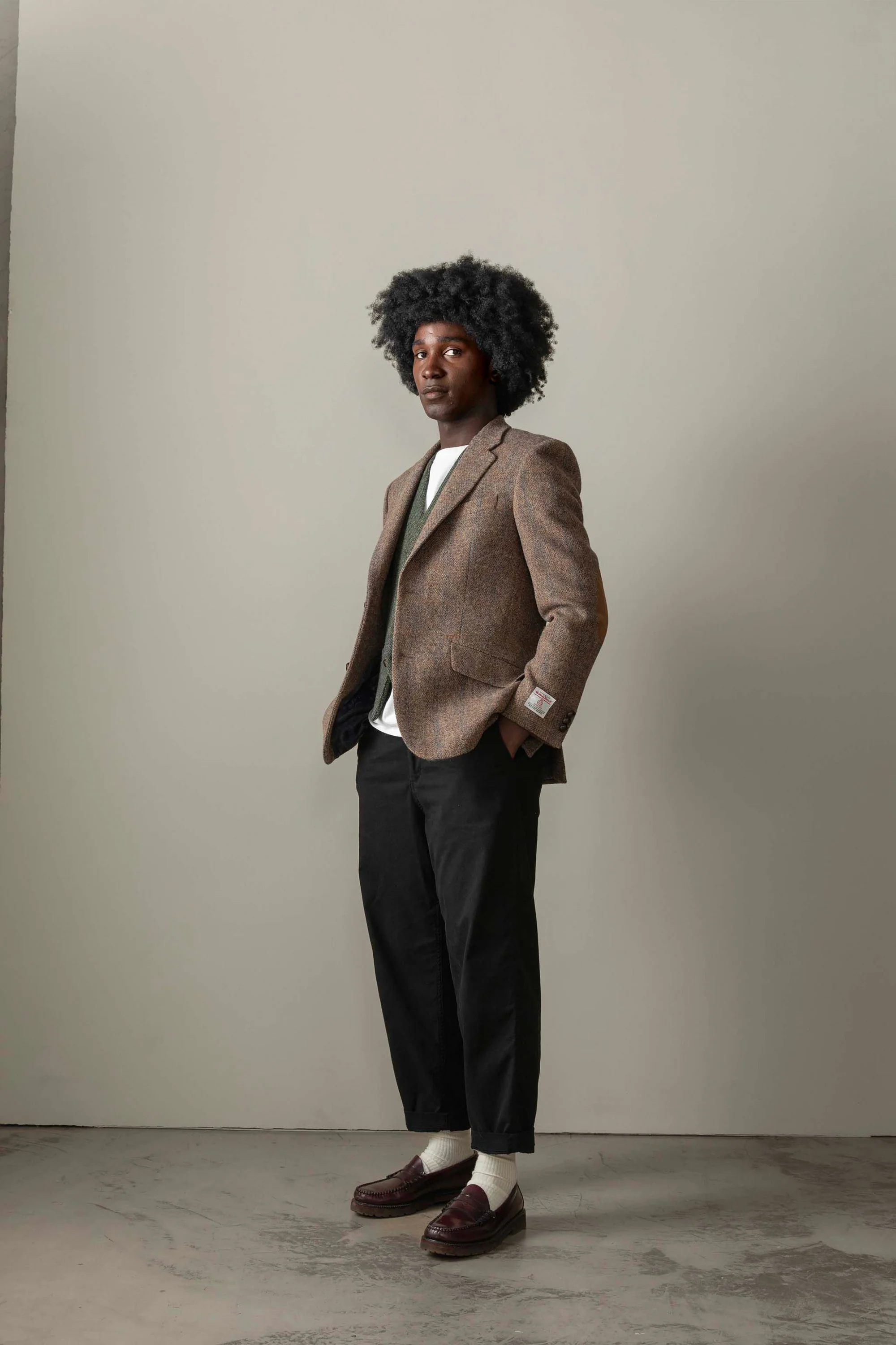 Men's Harris Tweed Patrick Jacket - Brown Blue Windowpane - Image 2