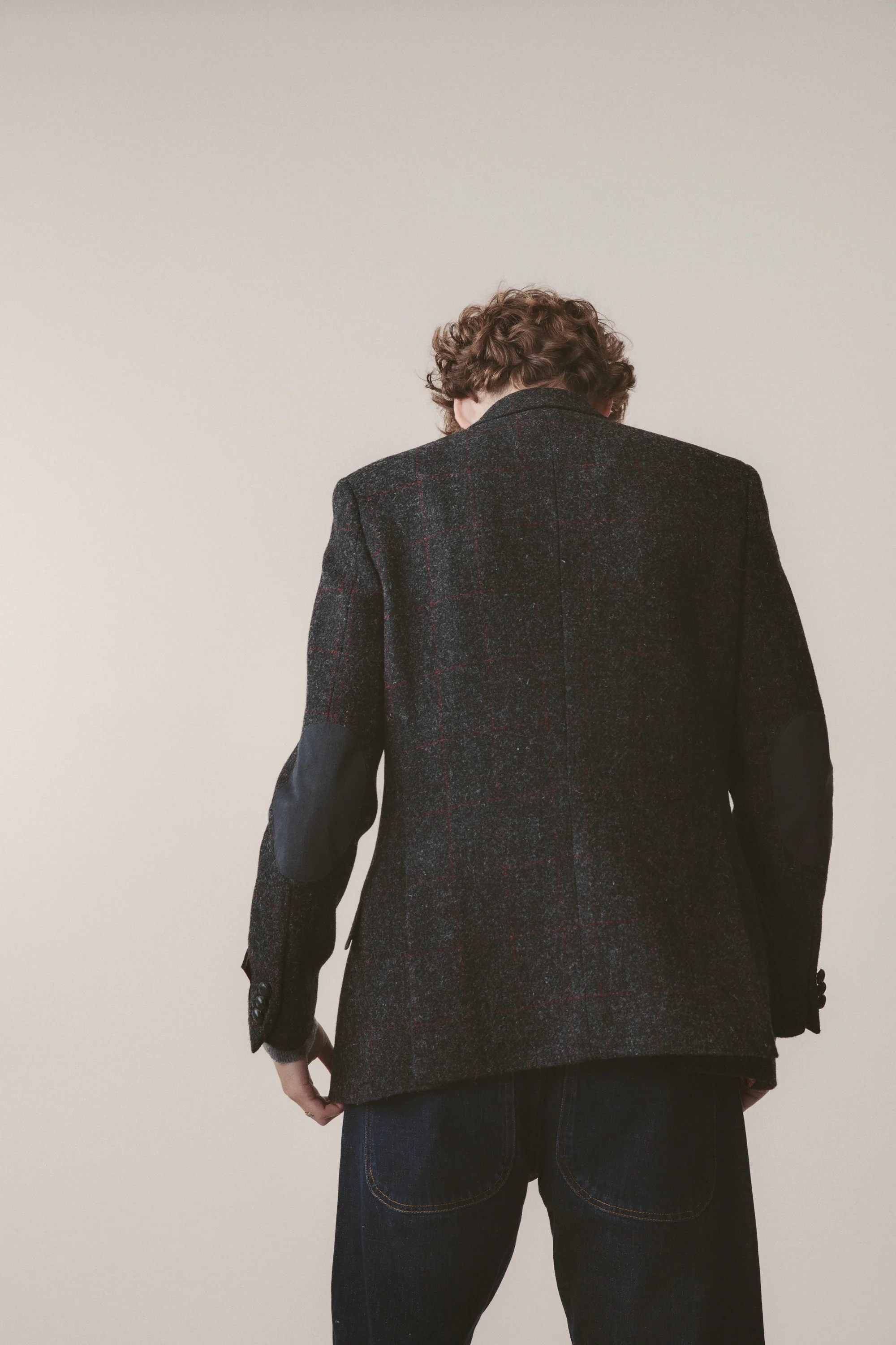 Men's Harris Tweed Patrick Jacket - Charcoal Red Check - Image 3