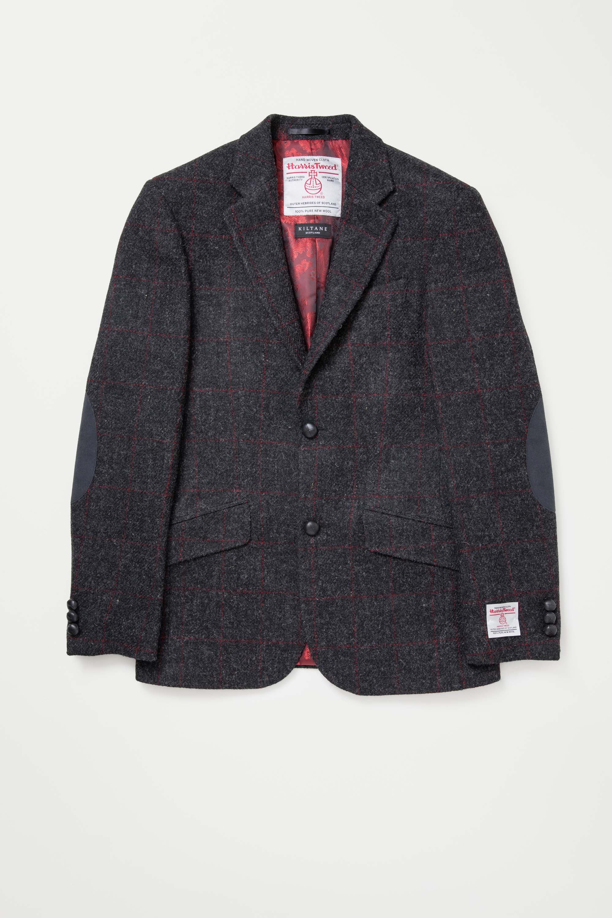 Men's Harris Tweed Patrick Jacket - Charcoal Red Check - Image 7