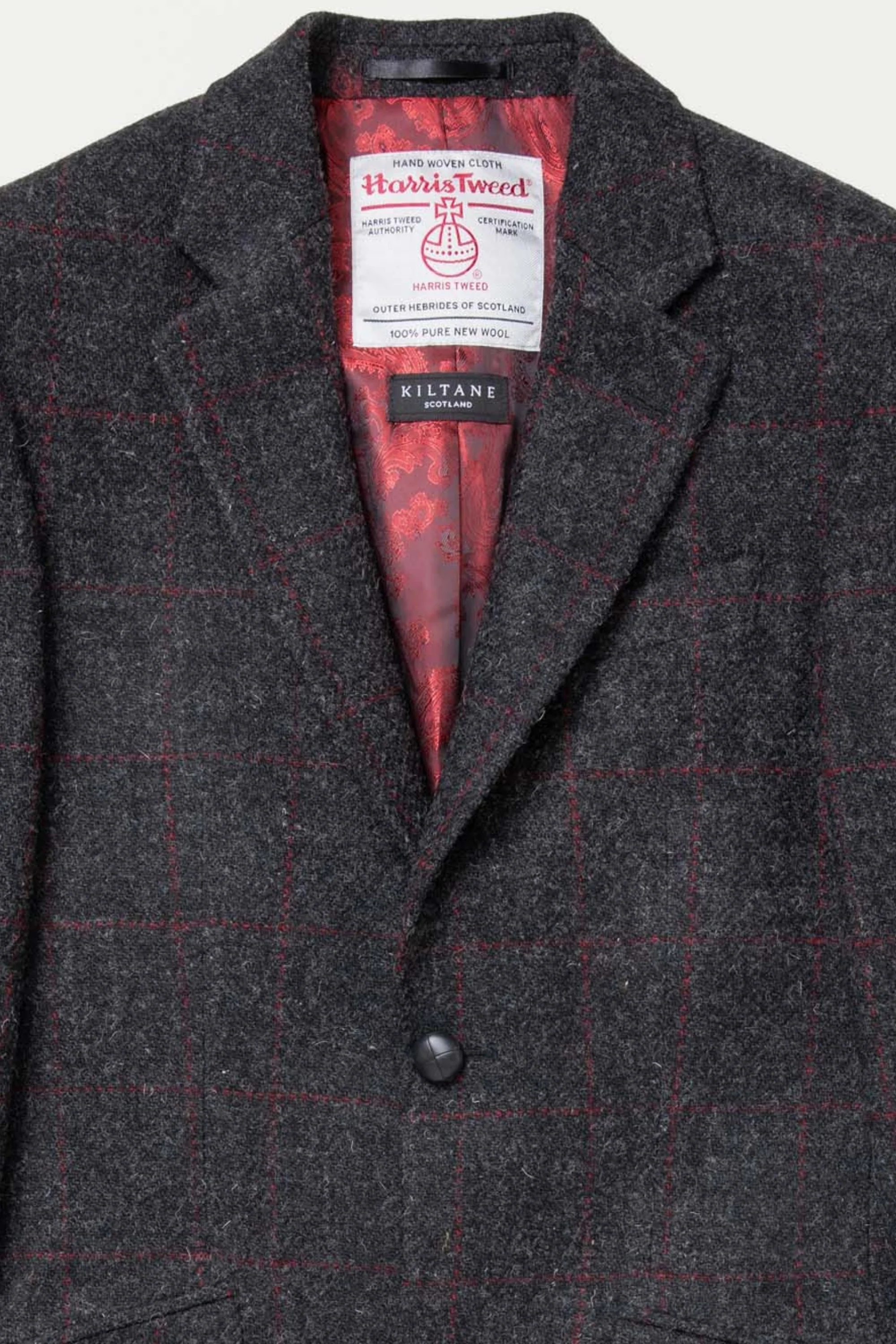 Men's Harris Tweed Patrick Jacket - Charcoal Red Check - Image 8