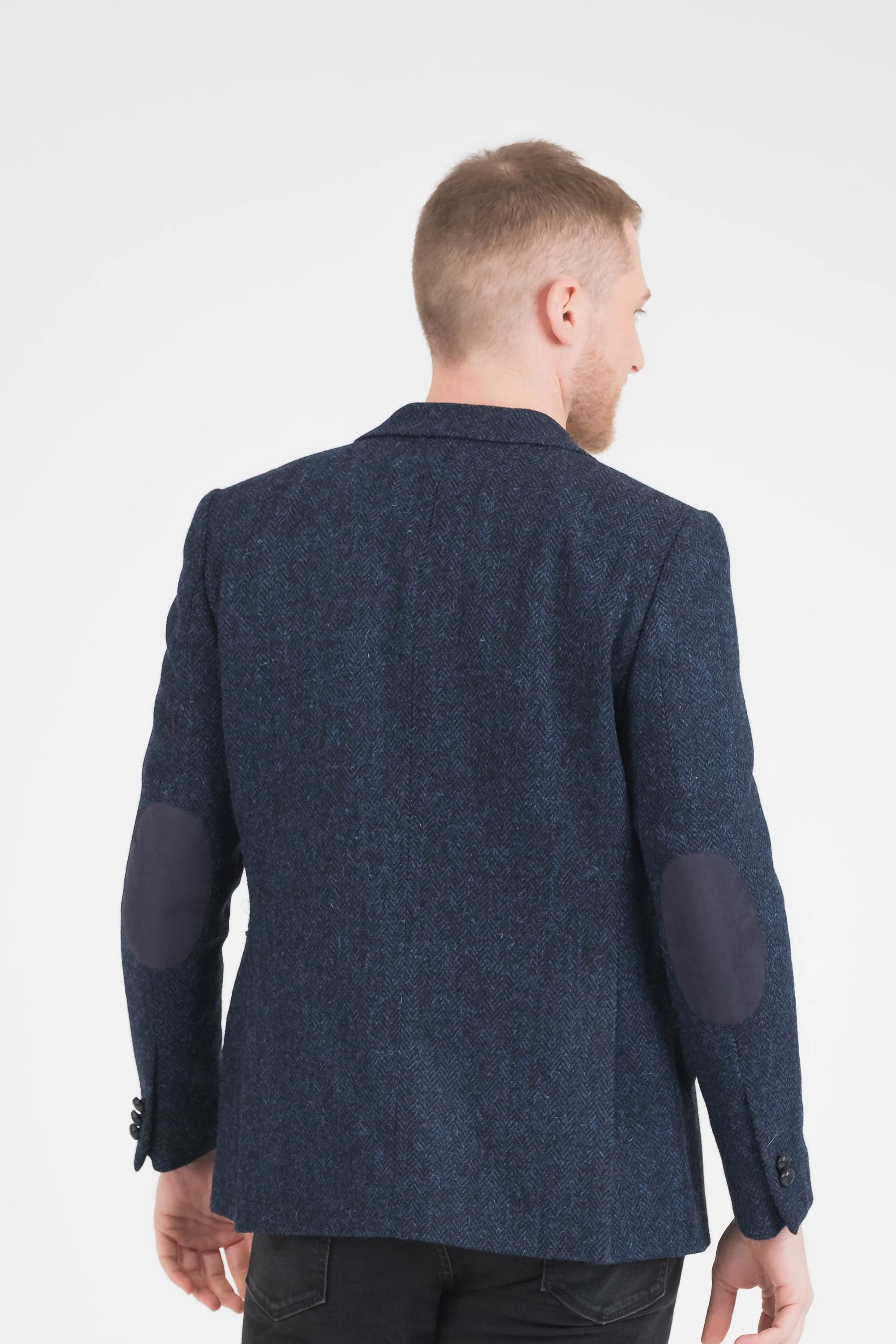 Men's Harris Tweed Patrick Jacket - Dark Navy Herringbone - Image 2