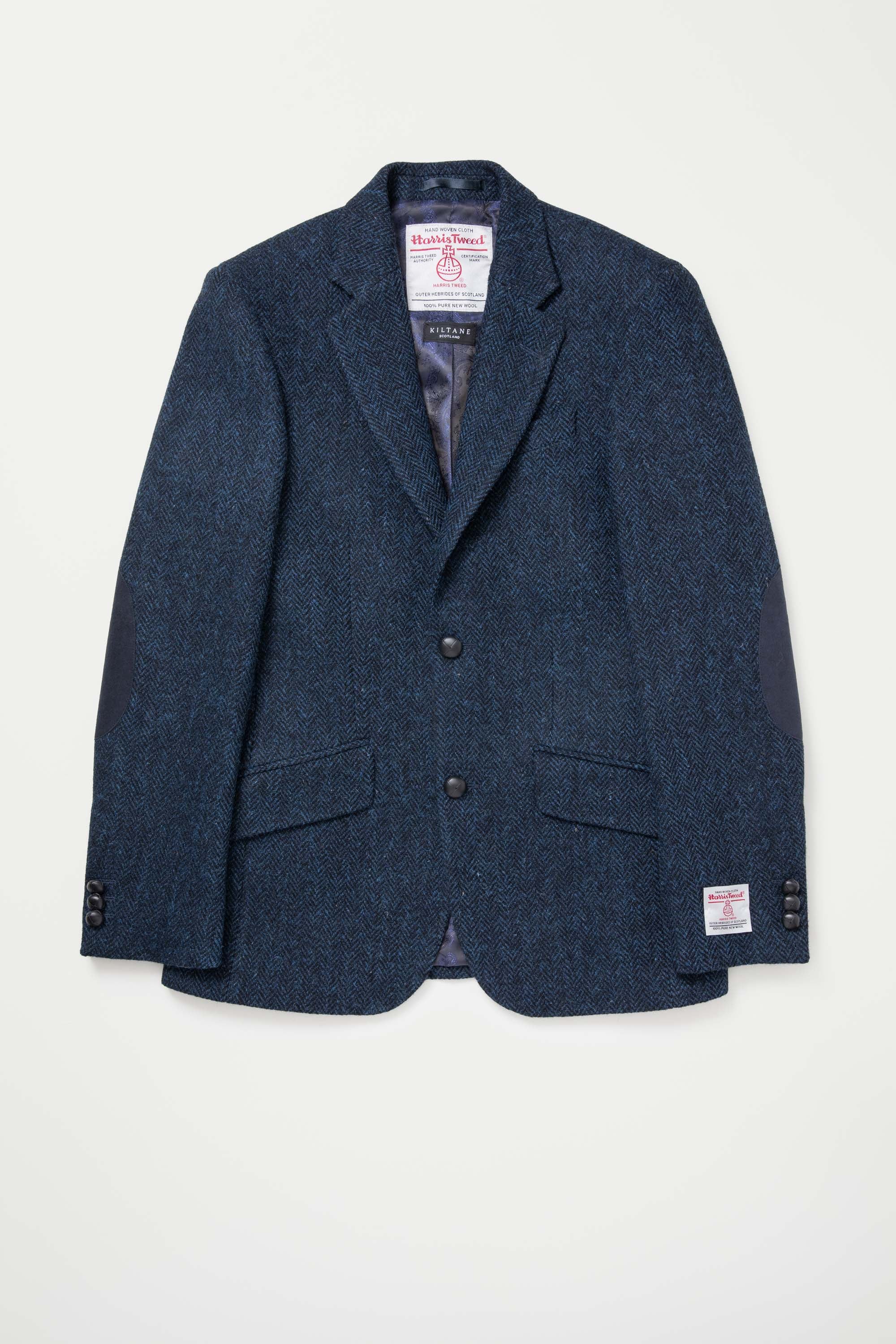Men's Harris Tweed Patrick Jacket - Dark Navy Herringbone - Image 4