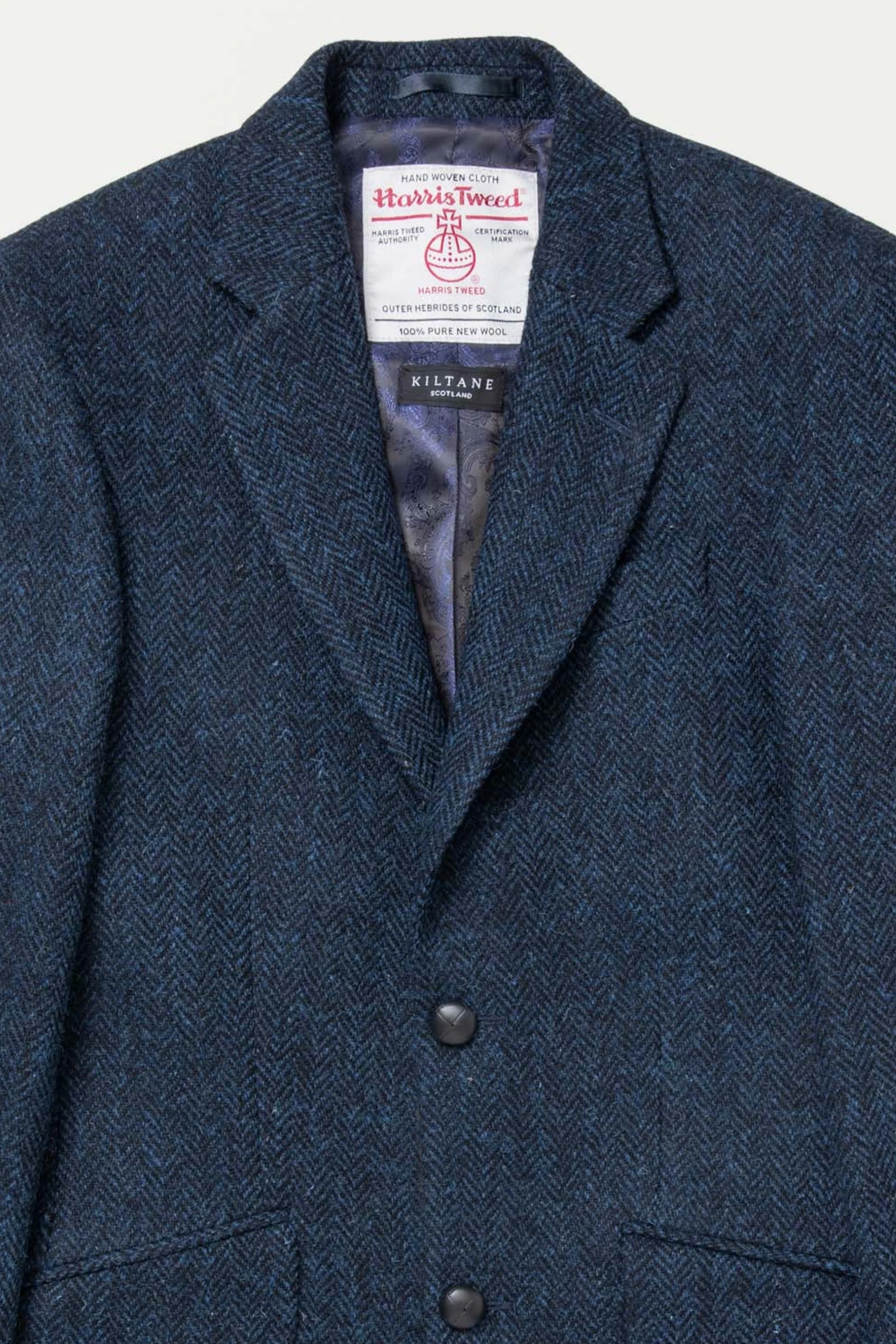 Men's Harris Tweed Patrick Jacket - Dark Navy Herringbone - Image 5