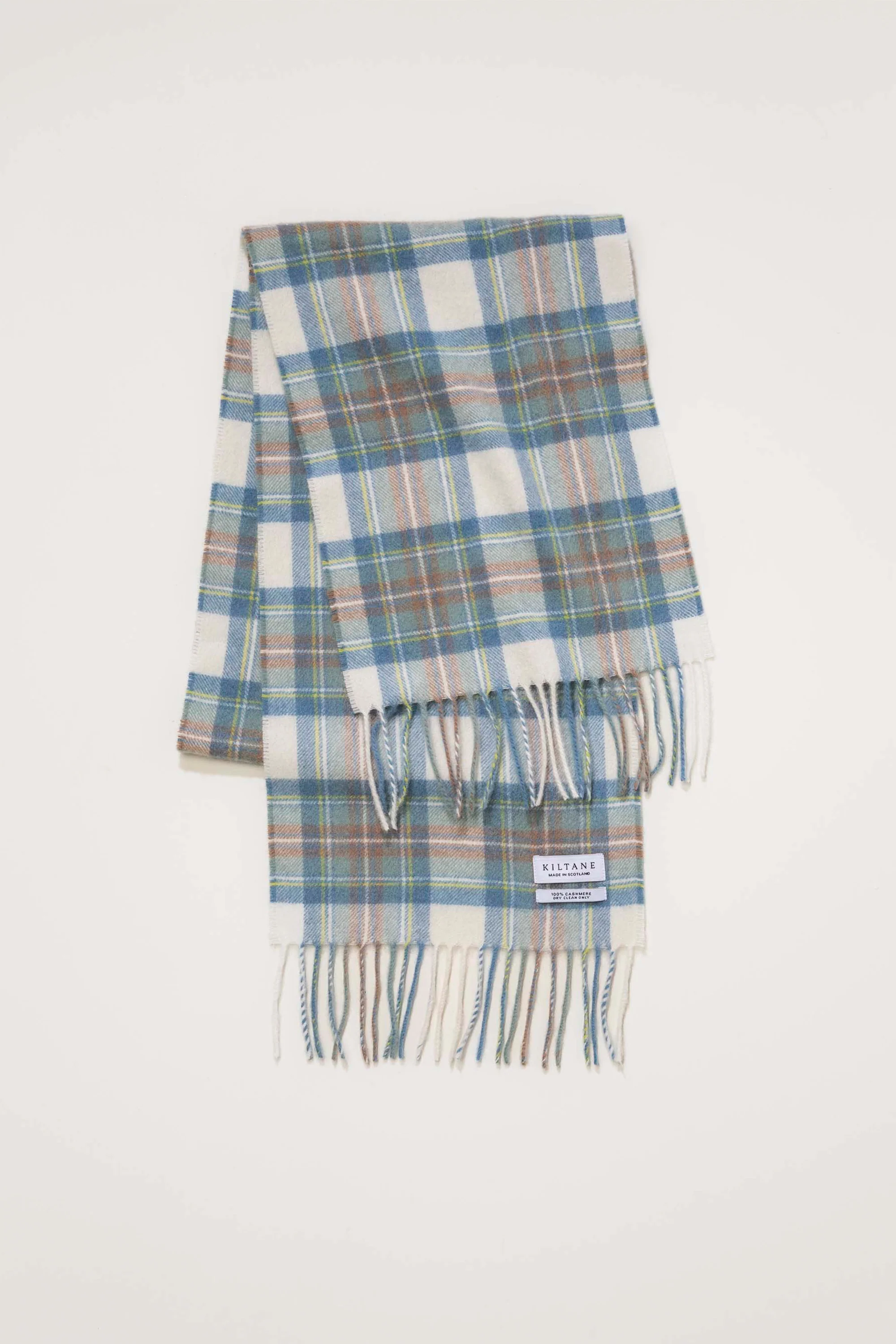 Made in Scotland Heritage Cashmere Scarf - Muted Blue Stewart - Image 3