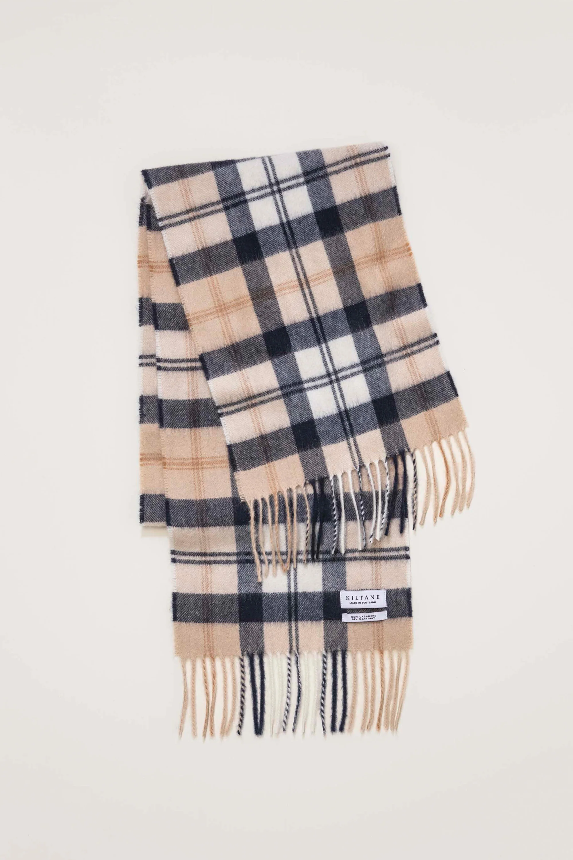 Made In Scotland Contemporary Cashmere Scarf - Navy Camel - Image 3