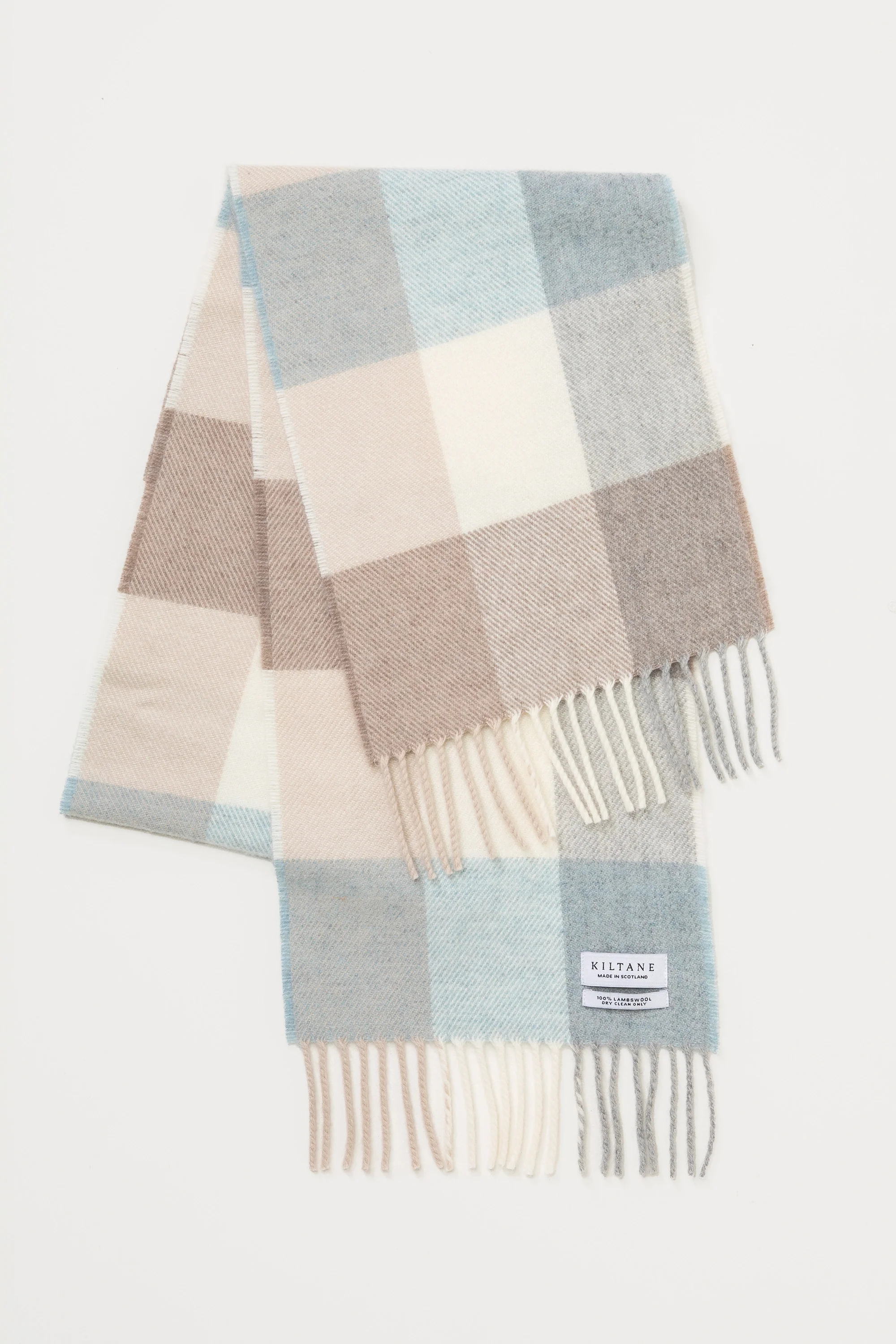 Made in Scotland Lambswool Scarf - Opal 3 Square Check - Image 3