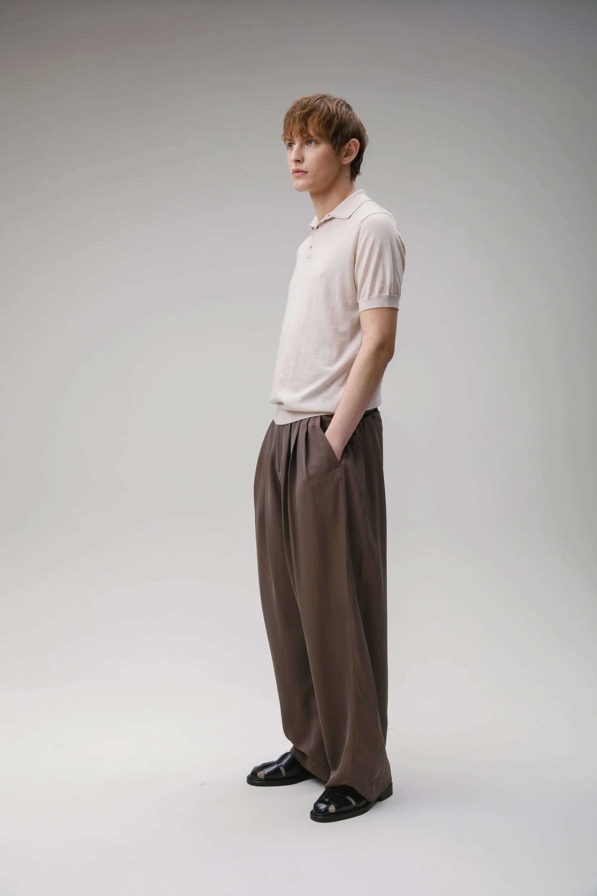 Short Sleeve Cashmere Polo - Ecru - Image 6