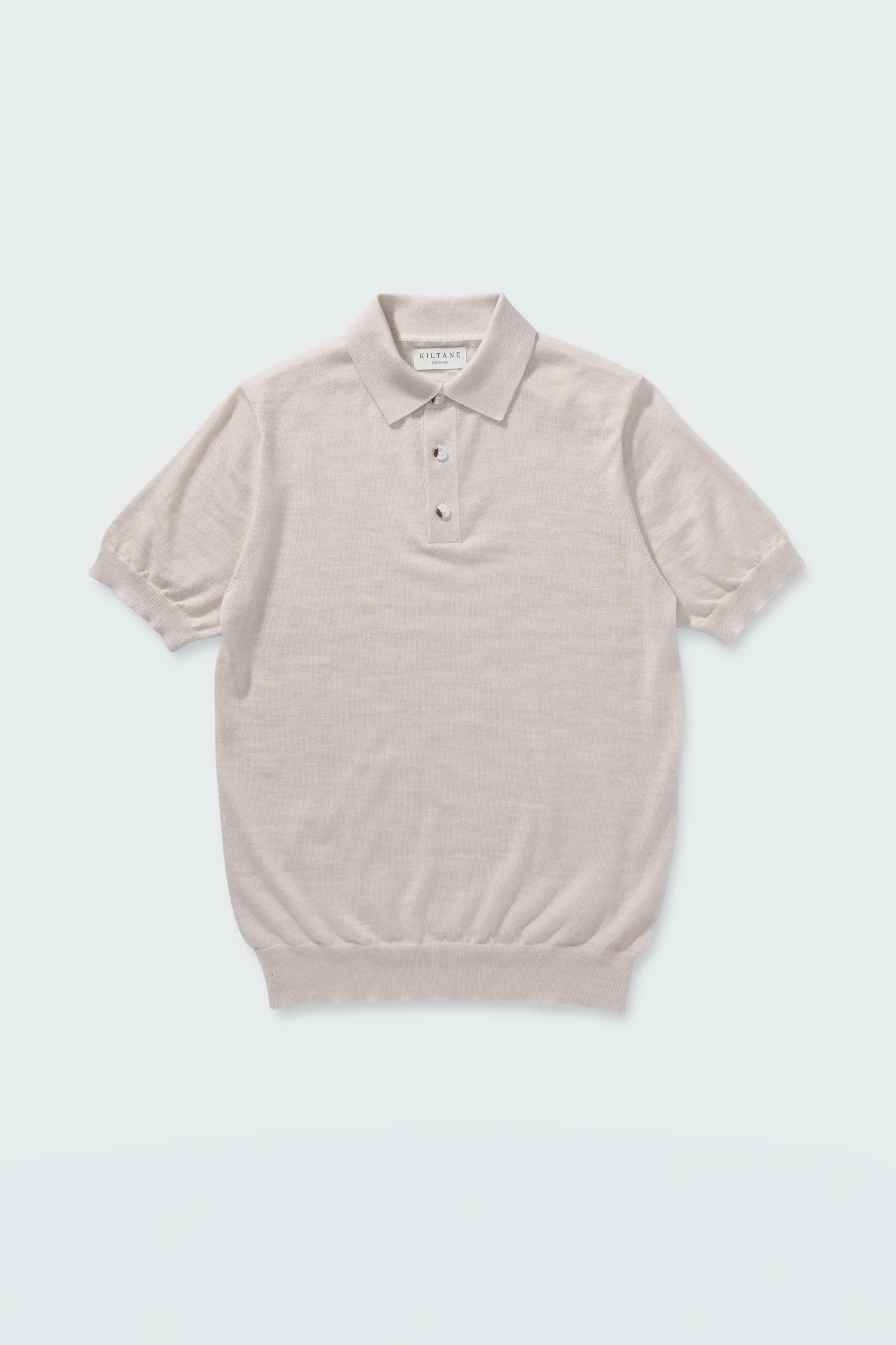 Short Sleeve Cashmere Polo - Ecru - Image 7