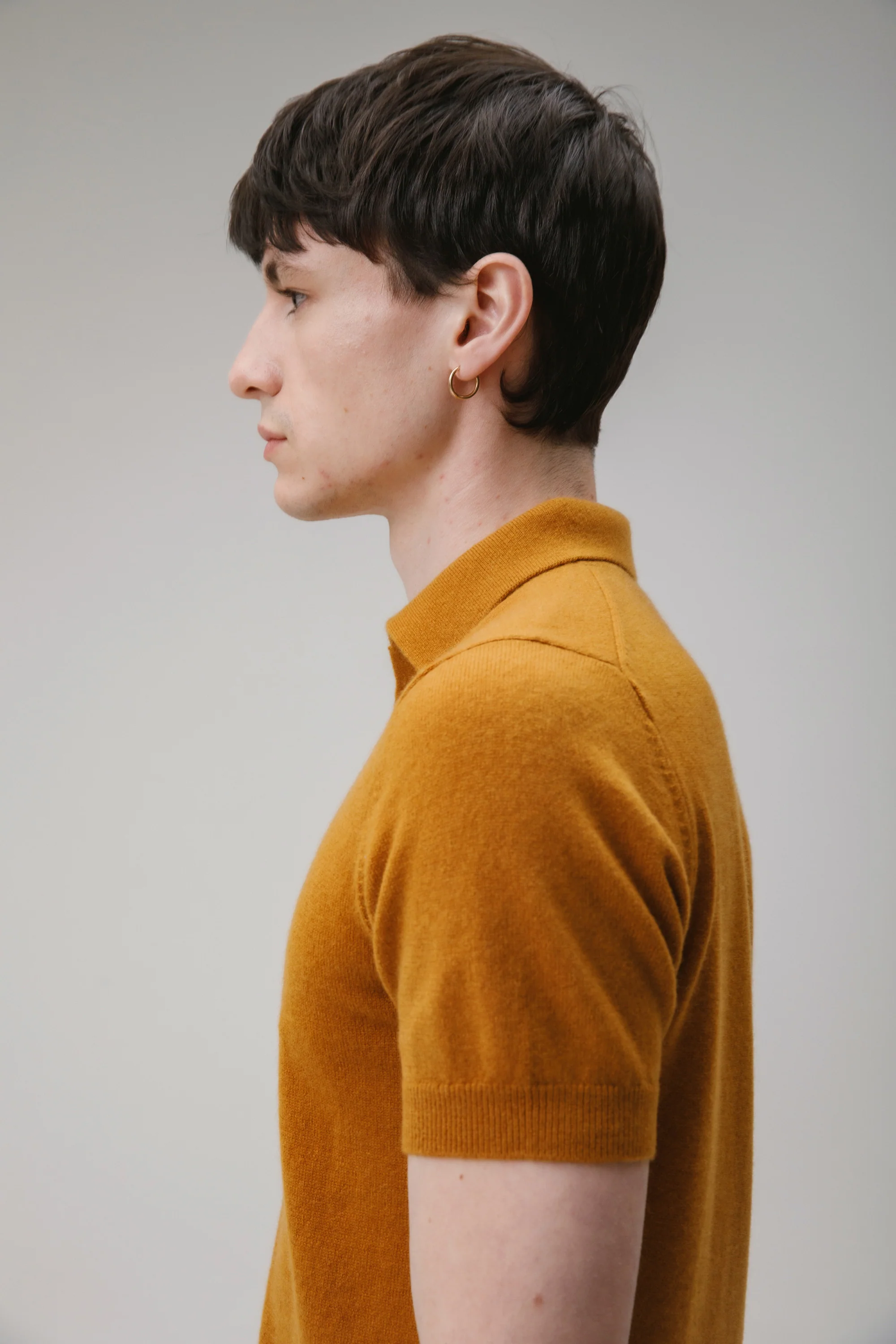 Short Sleeve Cashmere Polo - Gingersnap - Image 3