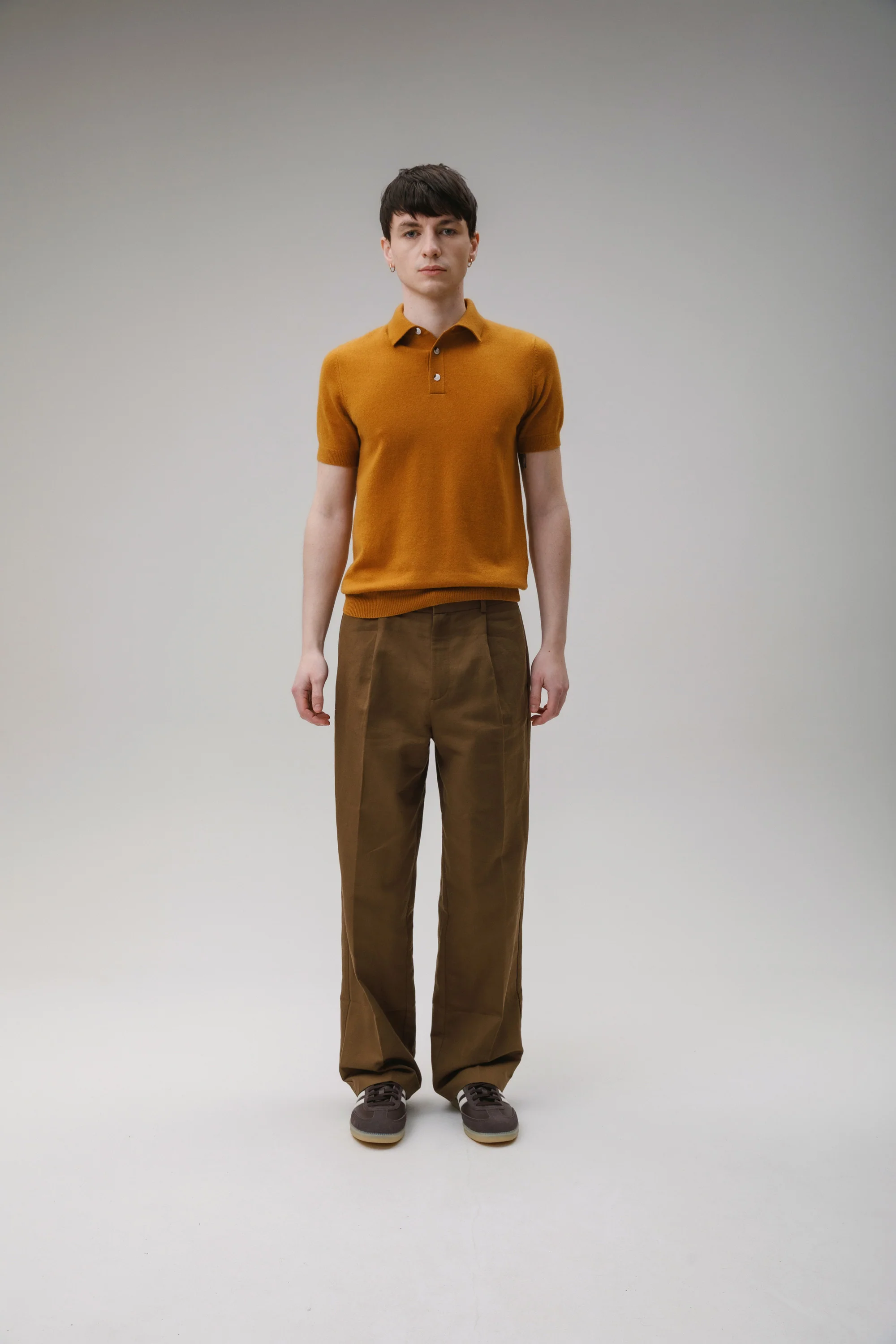 Short Sleeve Cashmere Polo - Gingersnap - Image 4