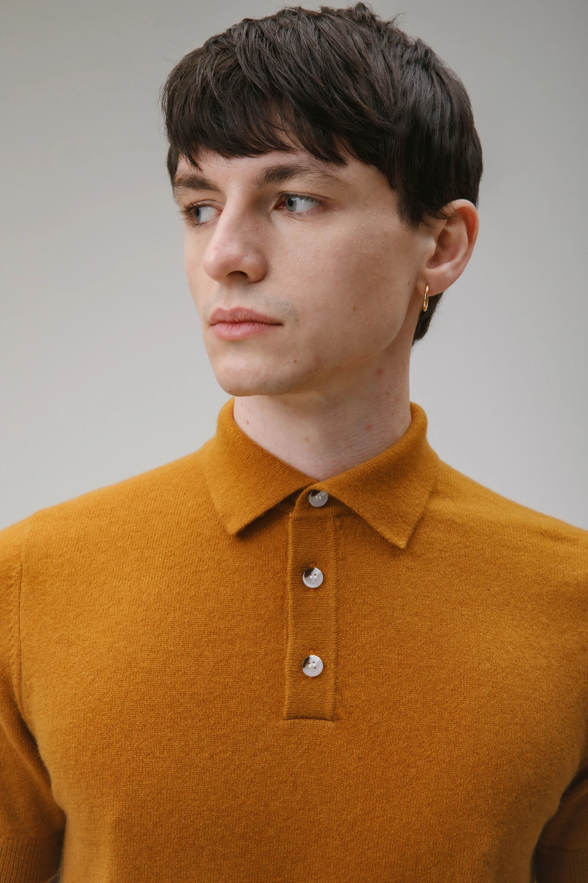 Short Sleeve Cashmere Polo - Gingersnap - Image 6