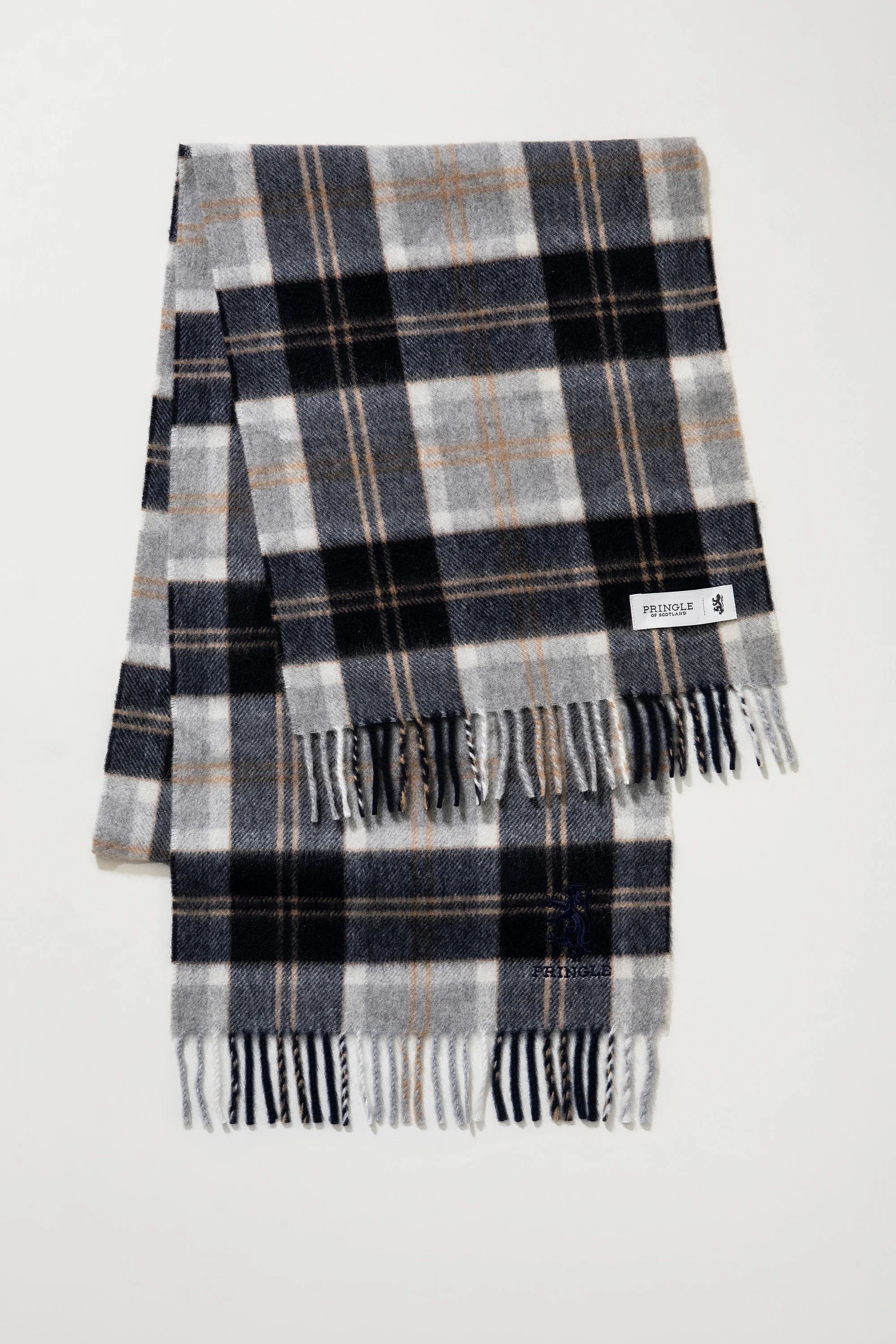 Pringle Of Scotland Cashmere Wide Scarf  - Silver Bannockbane - Image 3