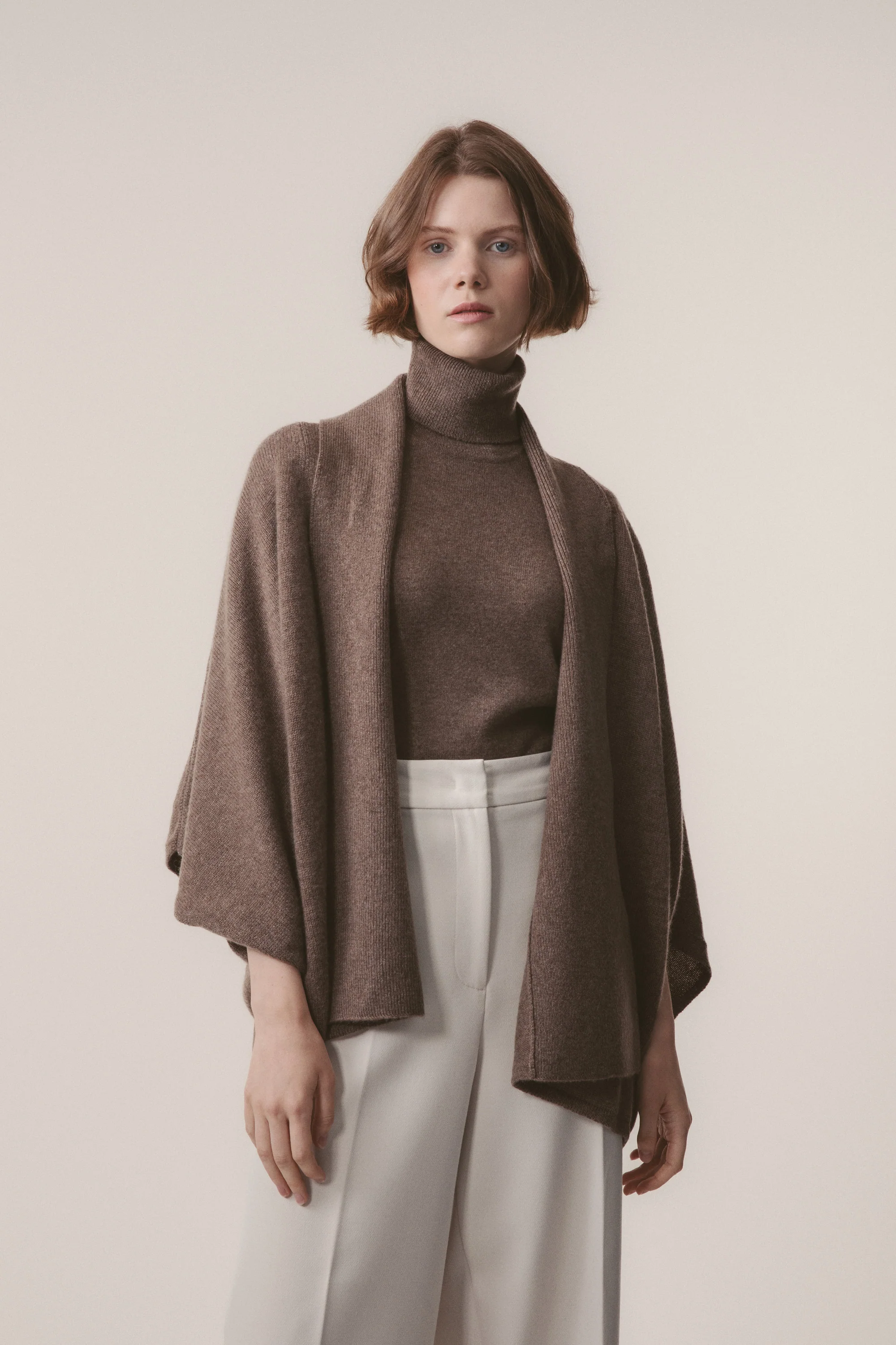 Women's Cashmere Drape Cardigan - Squirrel