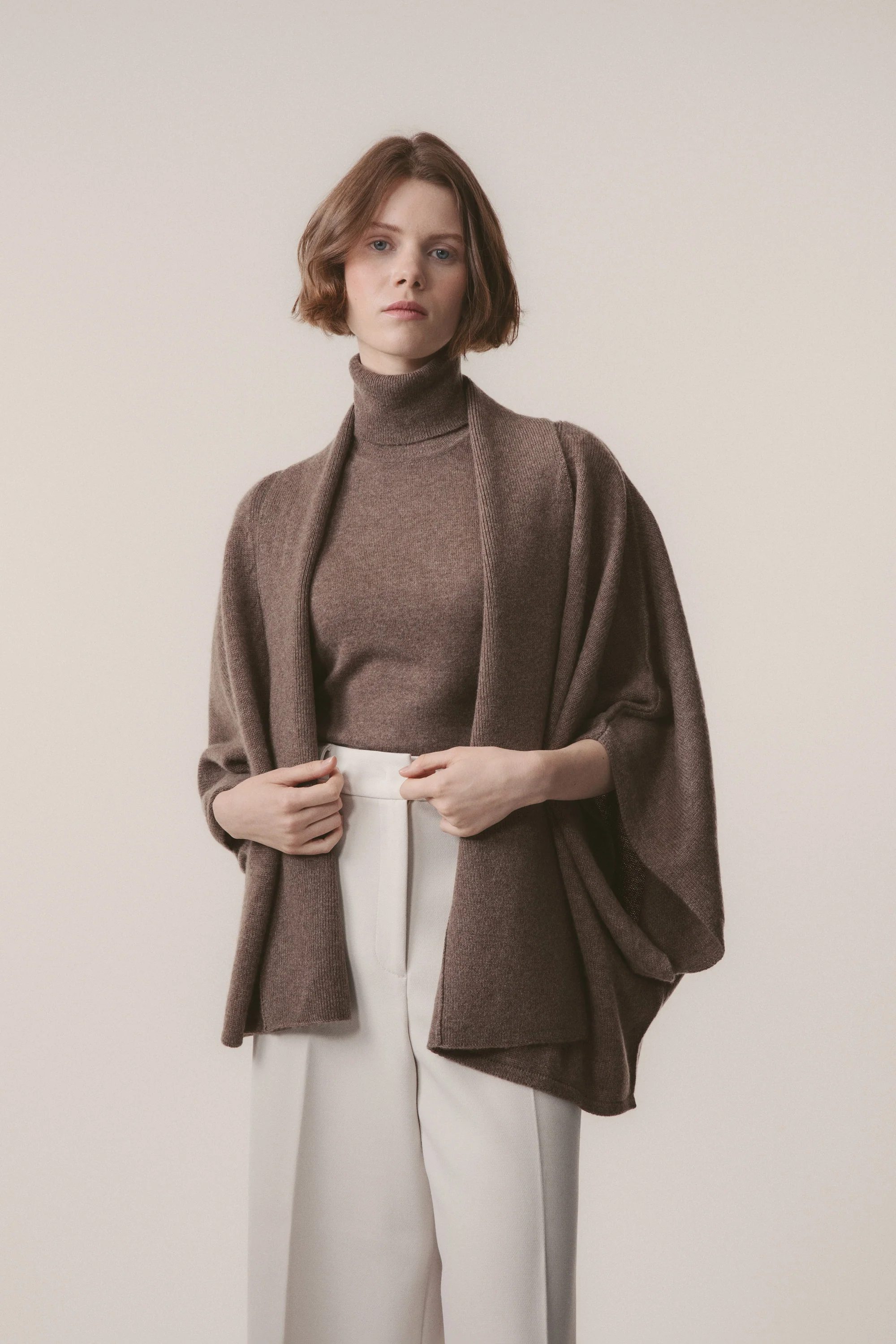 Women's Cashmere Drape Cardigan - Squirrel - Image 2