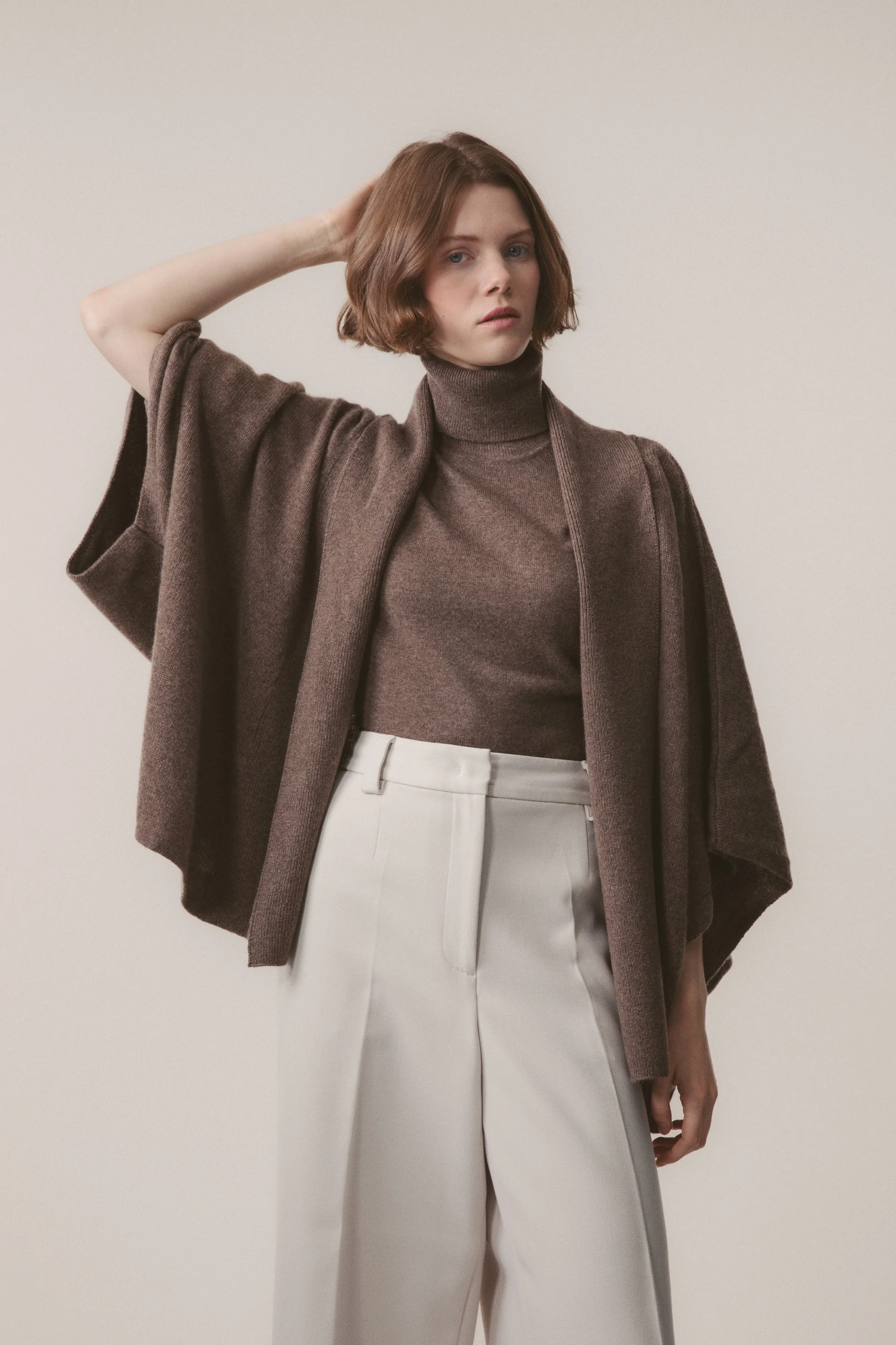 Women's Cashmere Drape Cardigan - Squirrel - Image 3