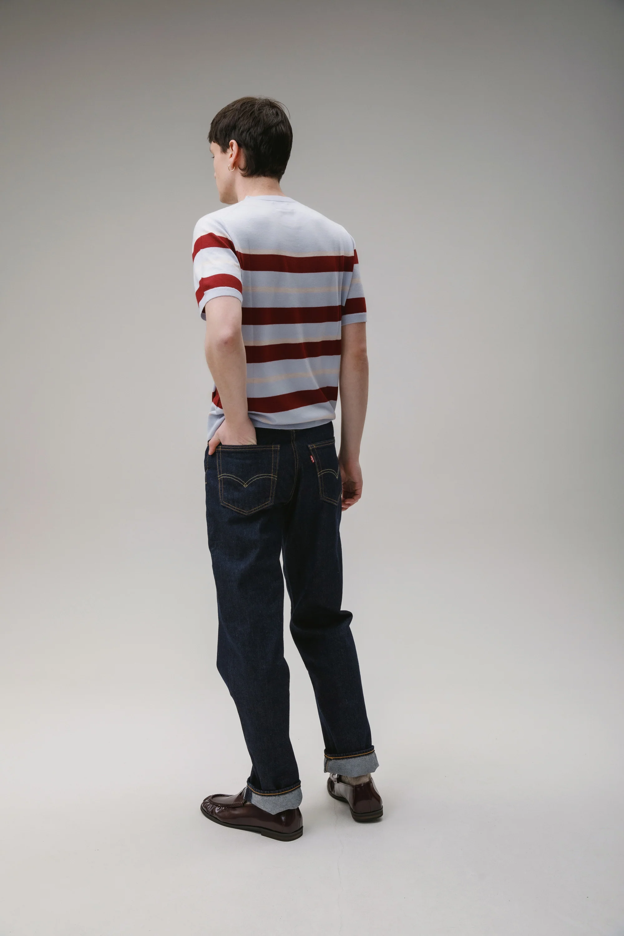 Stockbridge Stripe Cashmere T-Shirt - Pale Blue - Image 6
