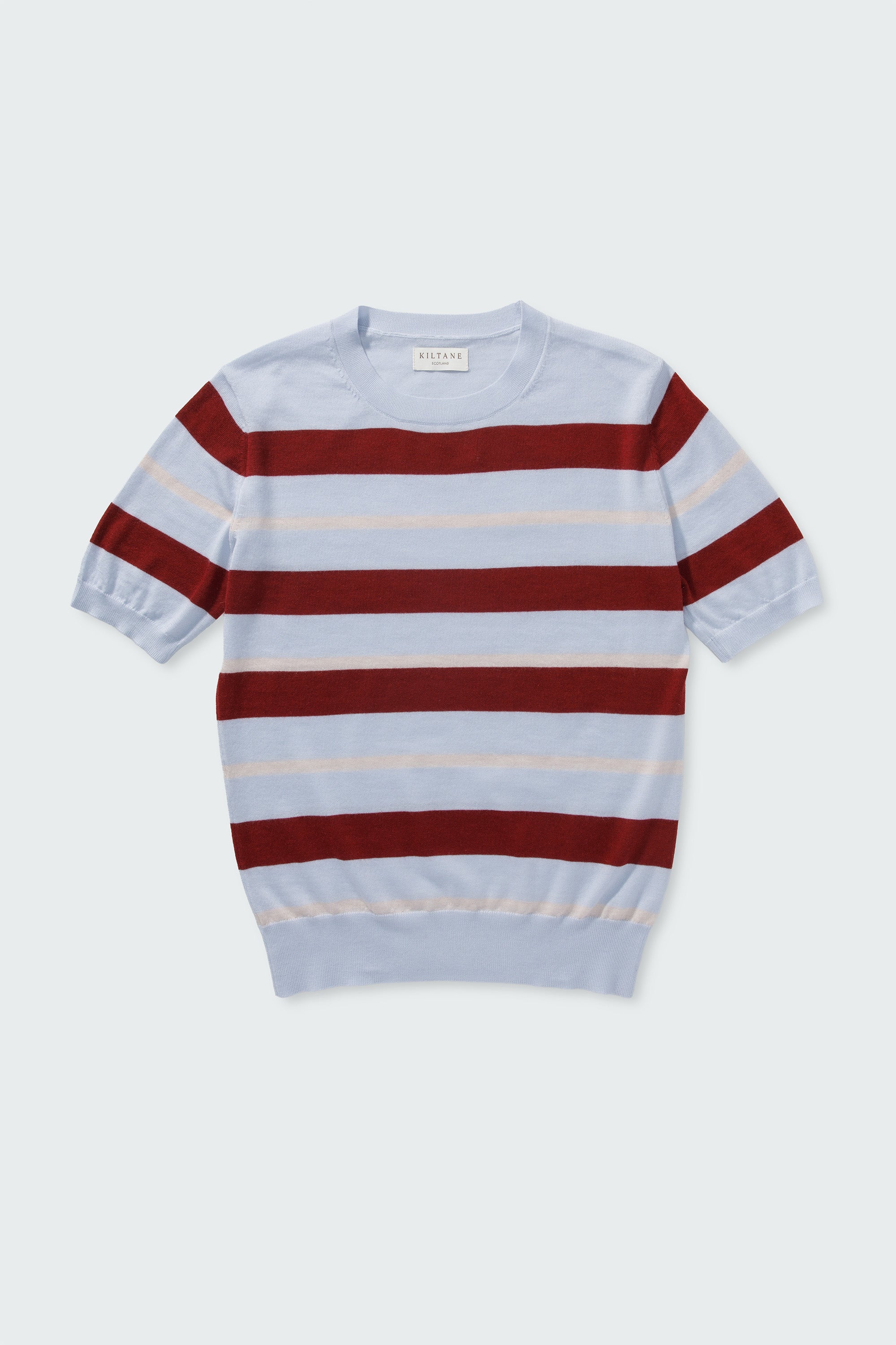 Stockbridge Stripe Cashmere T-Shirt - Pale Blue - Image 9