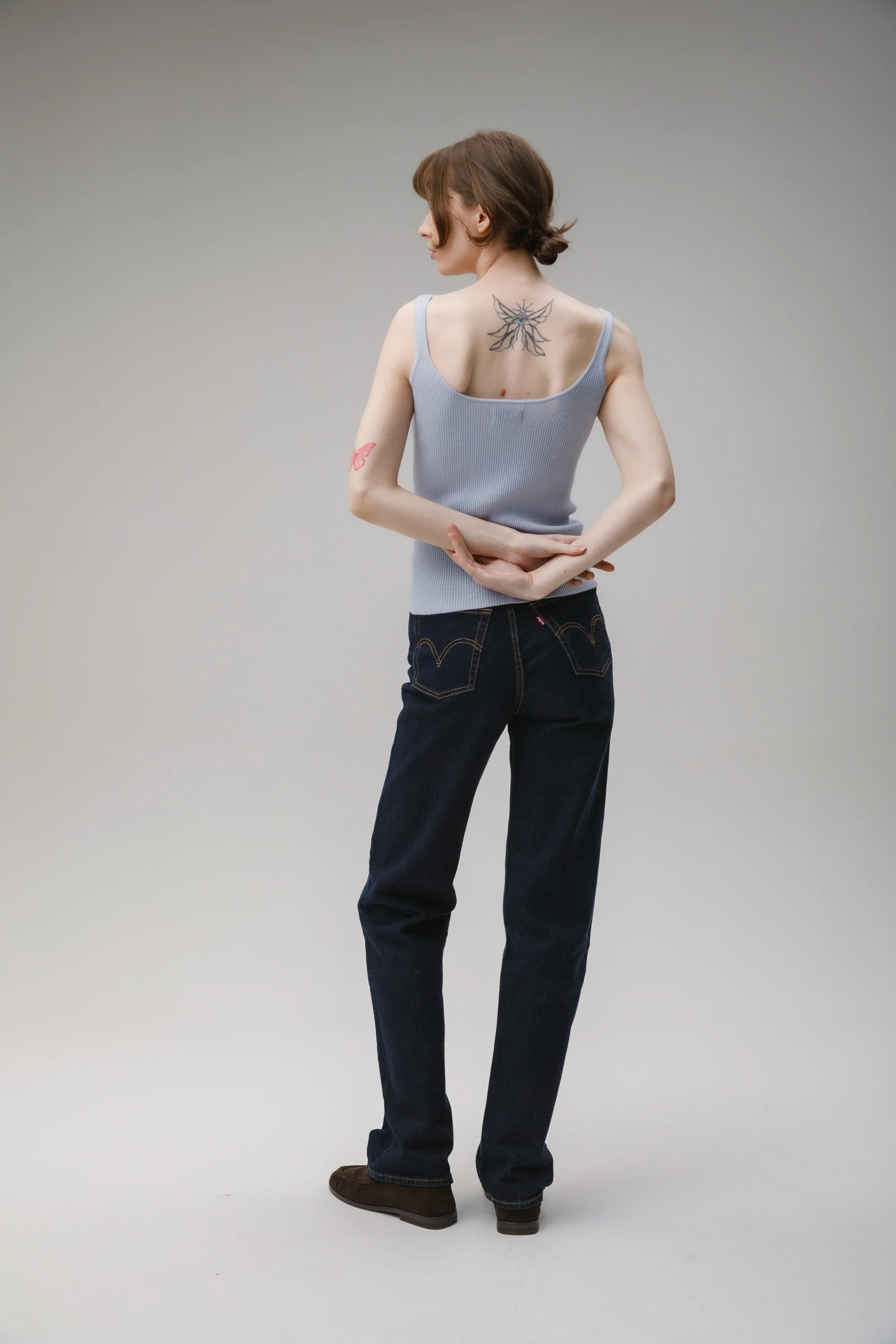 Strappy Ribbed Cashmere Vest - Pale Blue - Image 6
