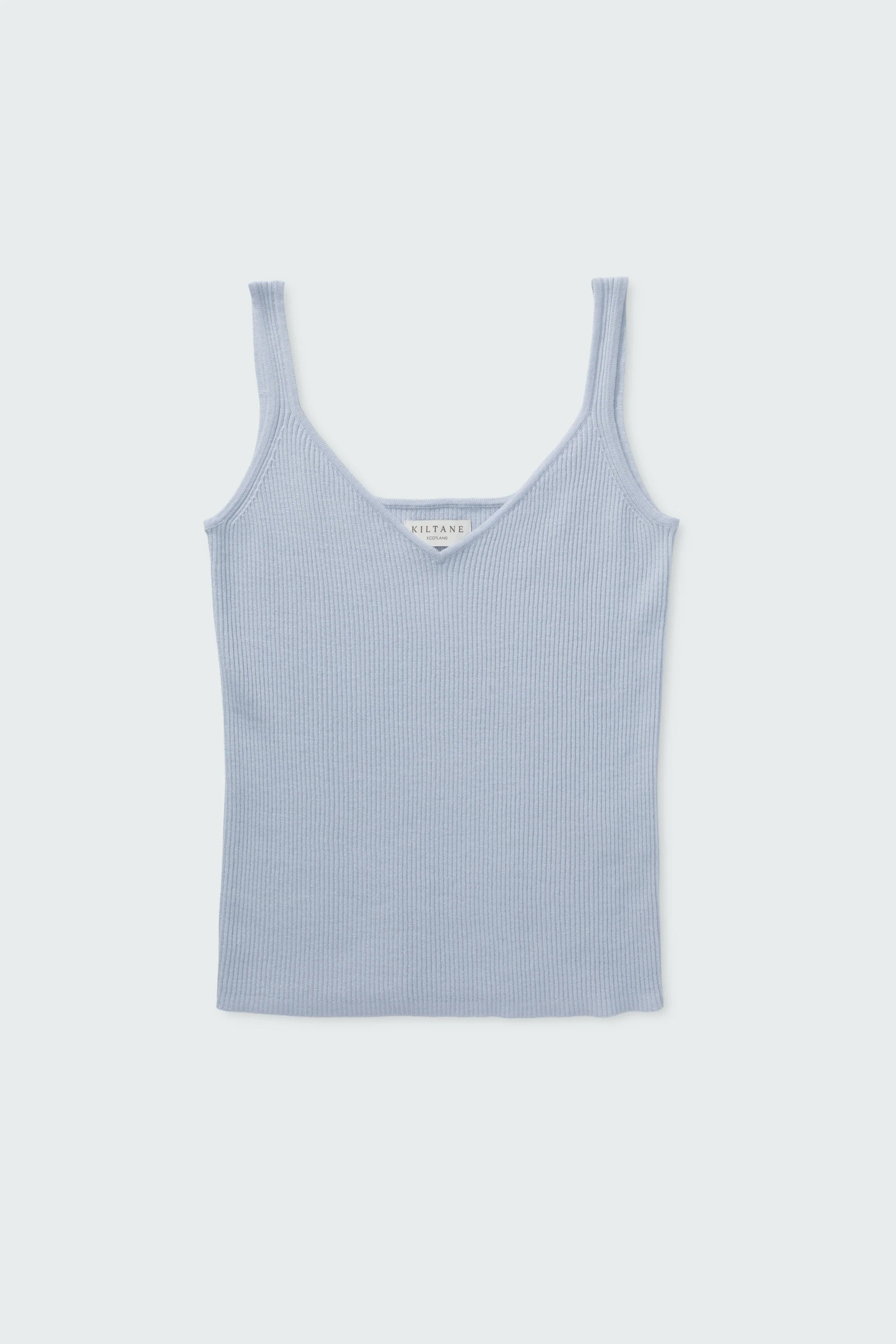 Strappy Ribbed Cashmere Vest - Pale Blue - Image 7
