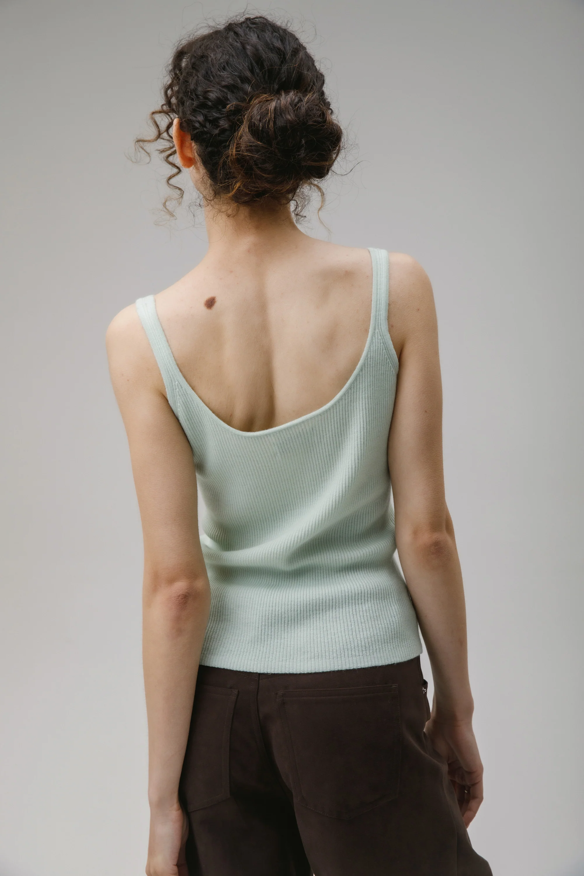 Strappy Ribbed Cashmere Vest - Pale Green - Image 4