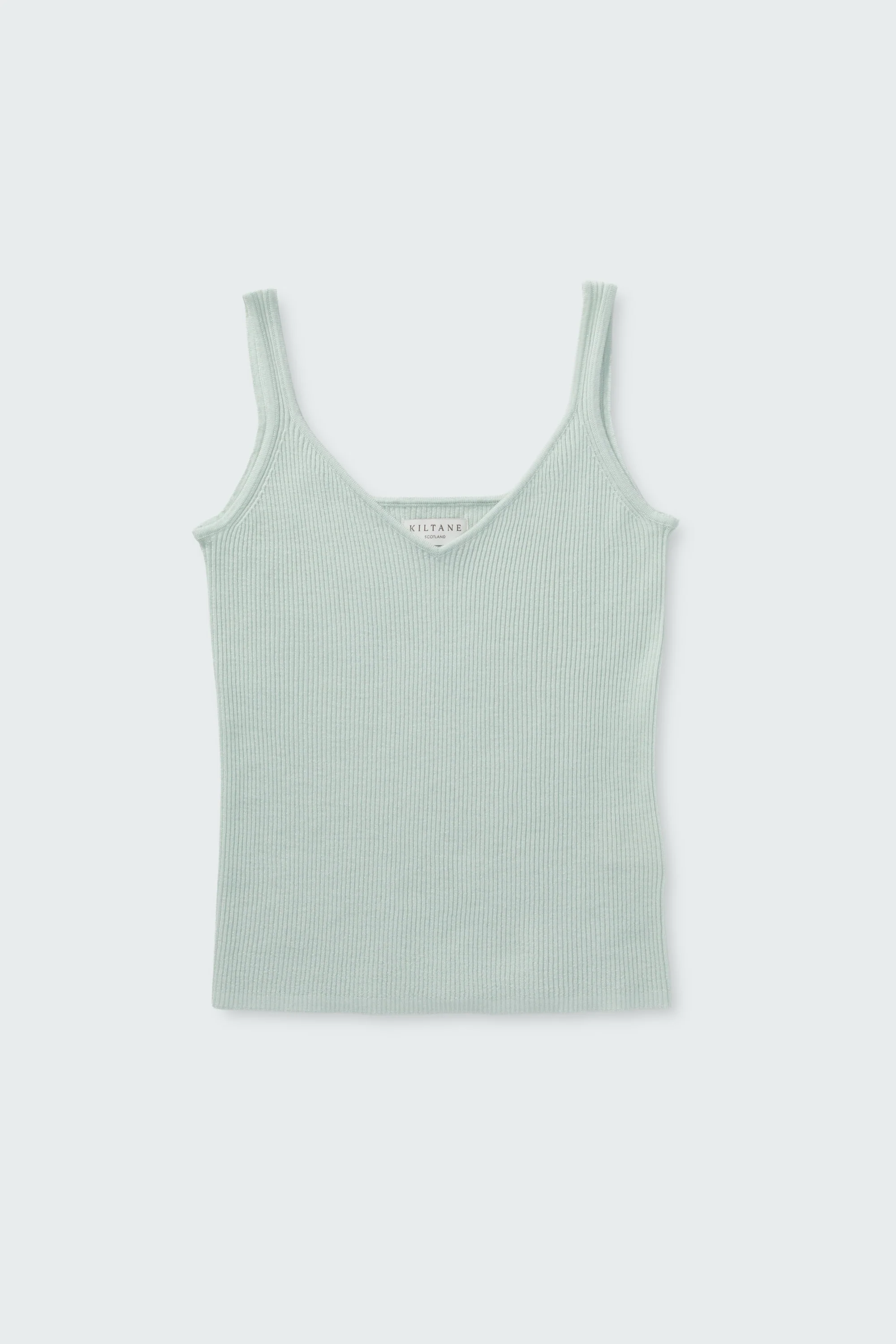 Strappy Ribbed Cashmere Vest - Pale Green - Image 6