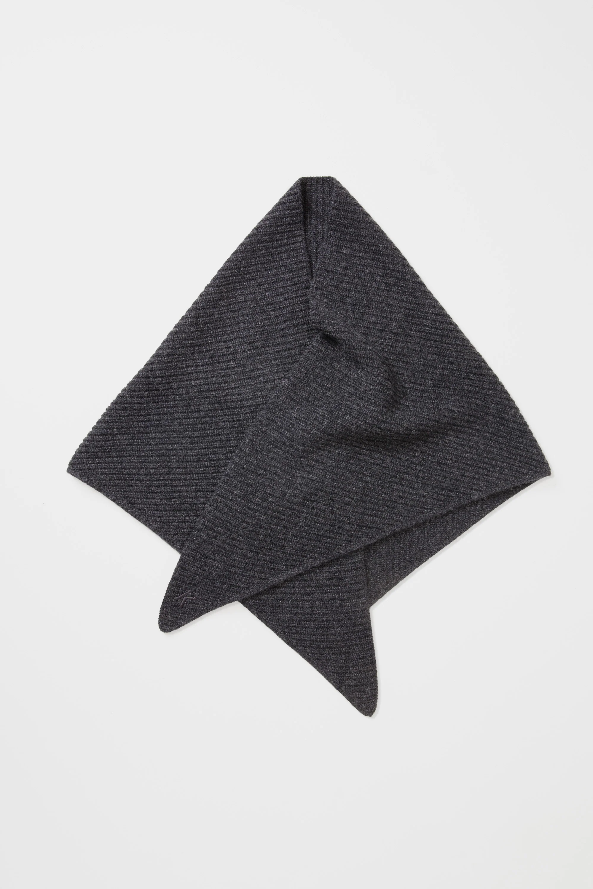 Triangle Knitted Cashmere Scarf - Charcoal - Image 4