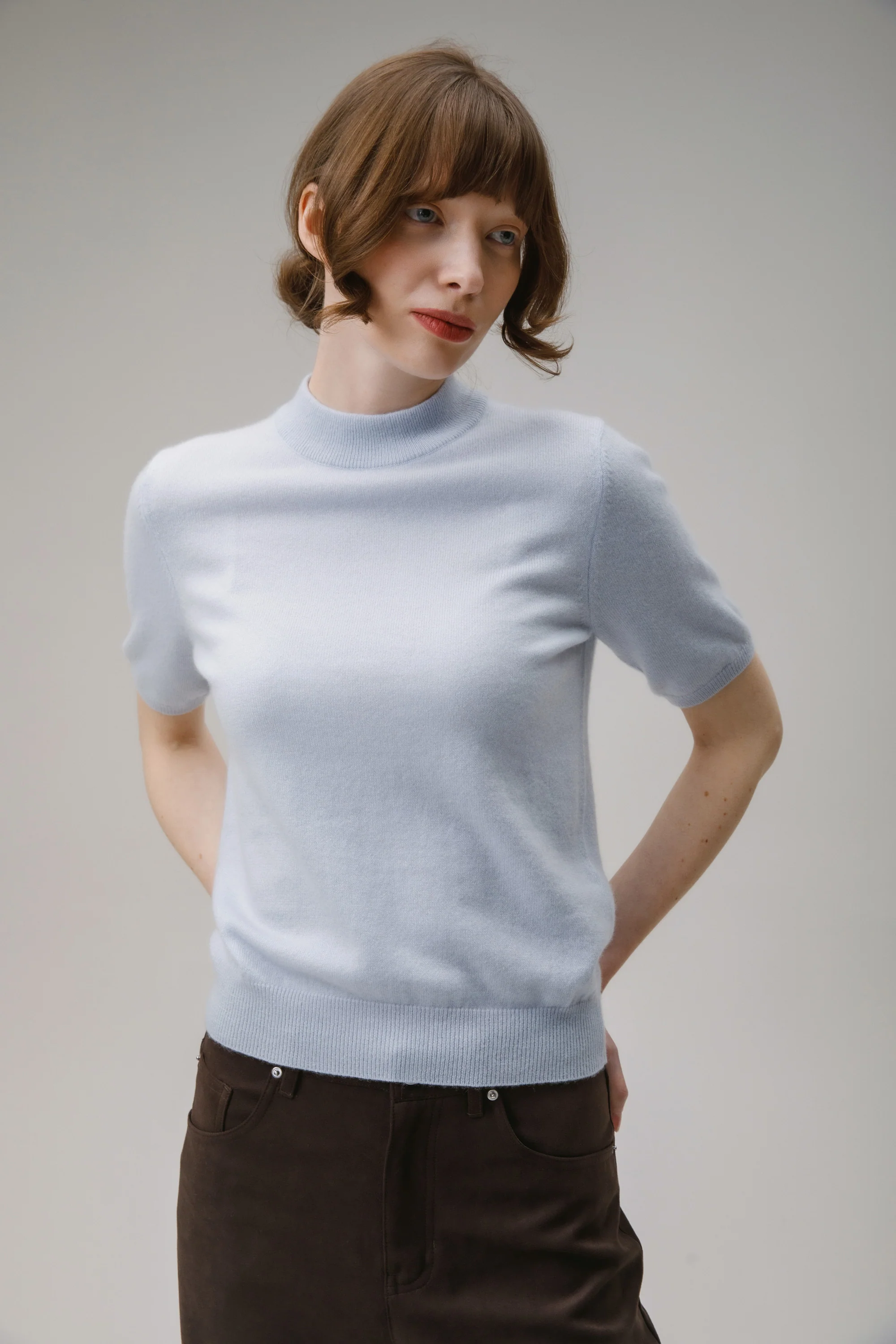 Trinity Cashmere T-shirt - Blue Aura - Image 2