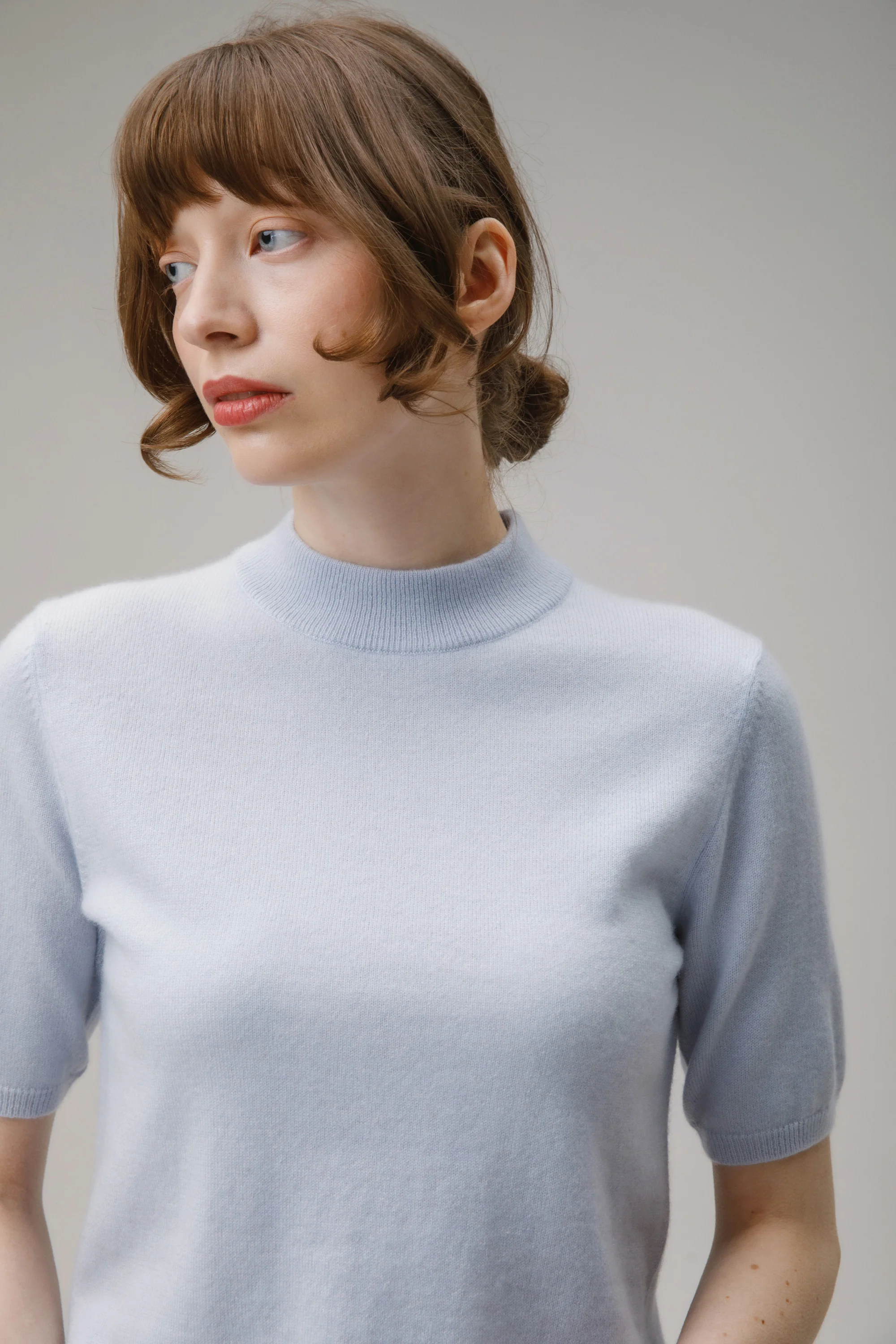 Trinity Cashmere T-shirt - Blue Aura - Image 3