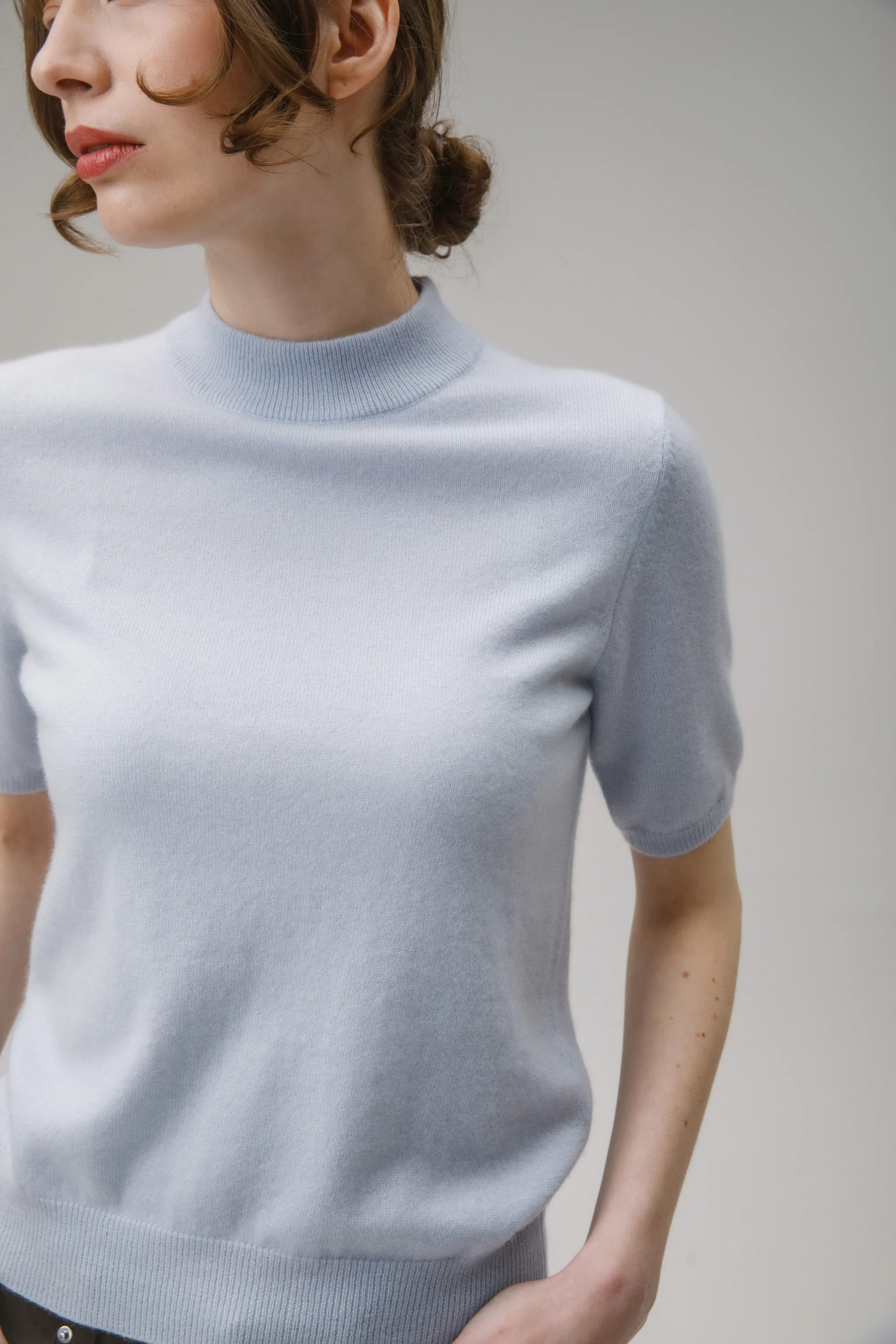 Trinity Cashmere T-shirt - Blue Aura - Image 6