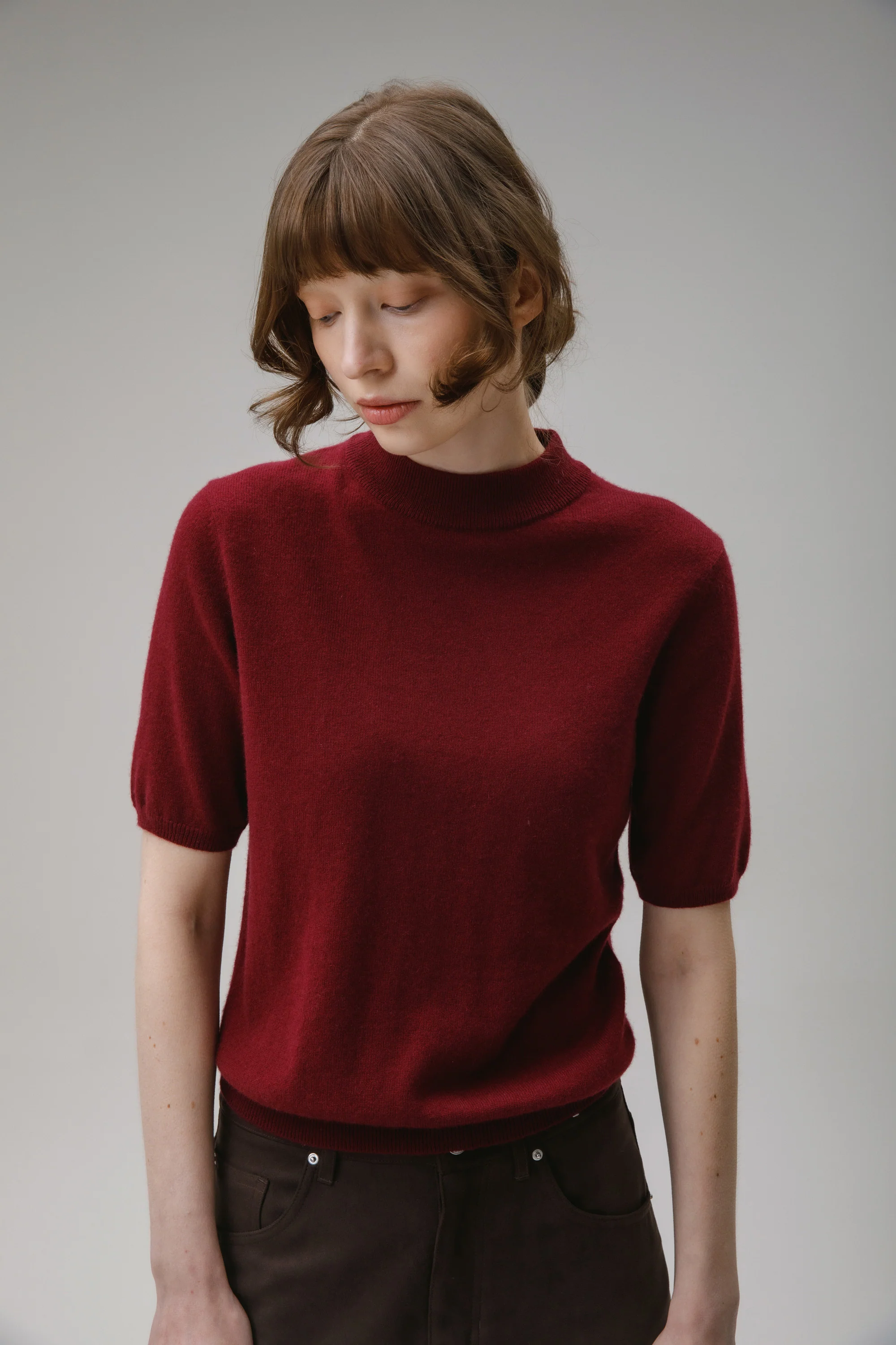 Trinity Cashmere T-Shirt - Burgundy - Image 4