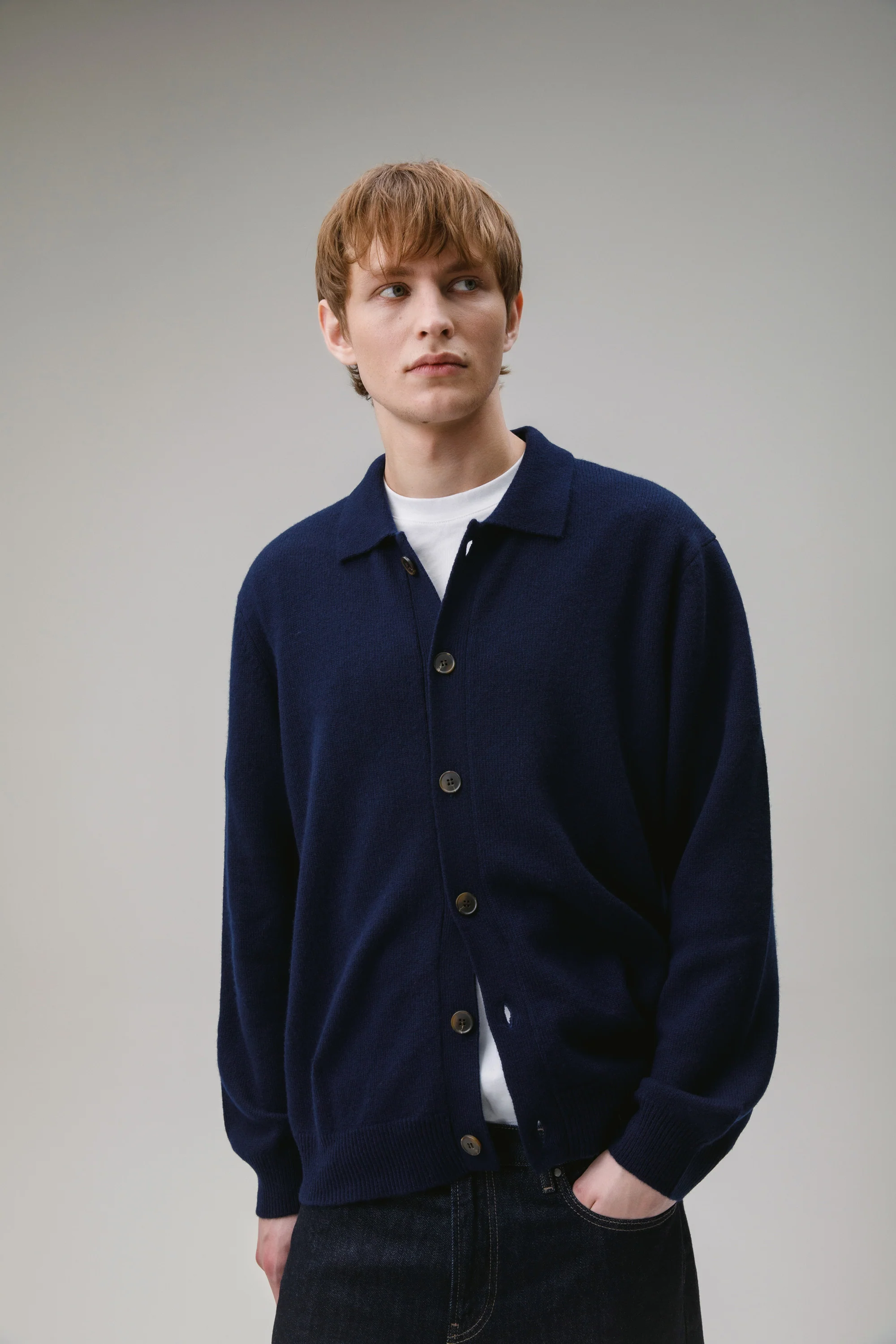 Unisex Baseball Cashmere Jacket - Classic Navy - Image 2