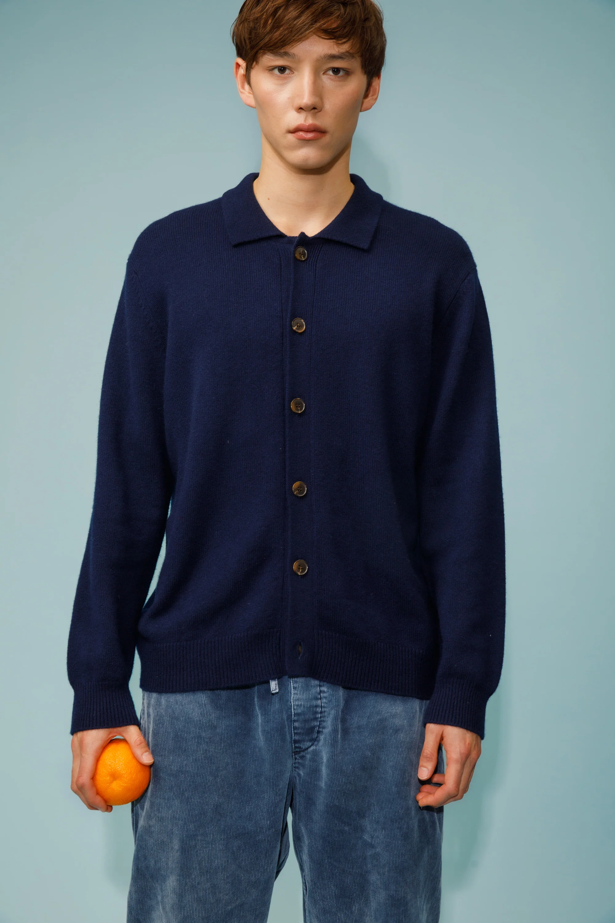 Unisex Baseball Cashmere Jacket - Classic Navy - Image 4